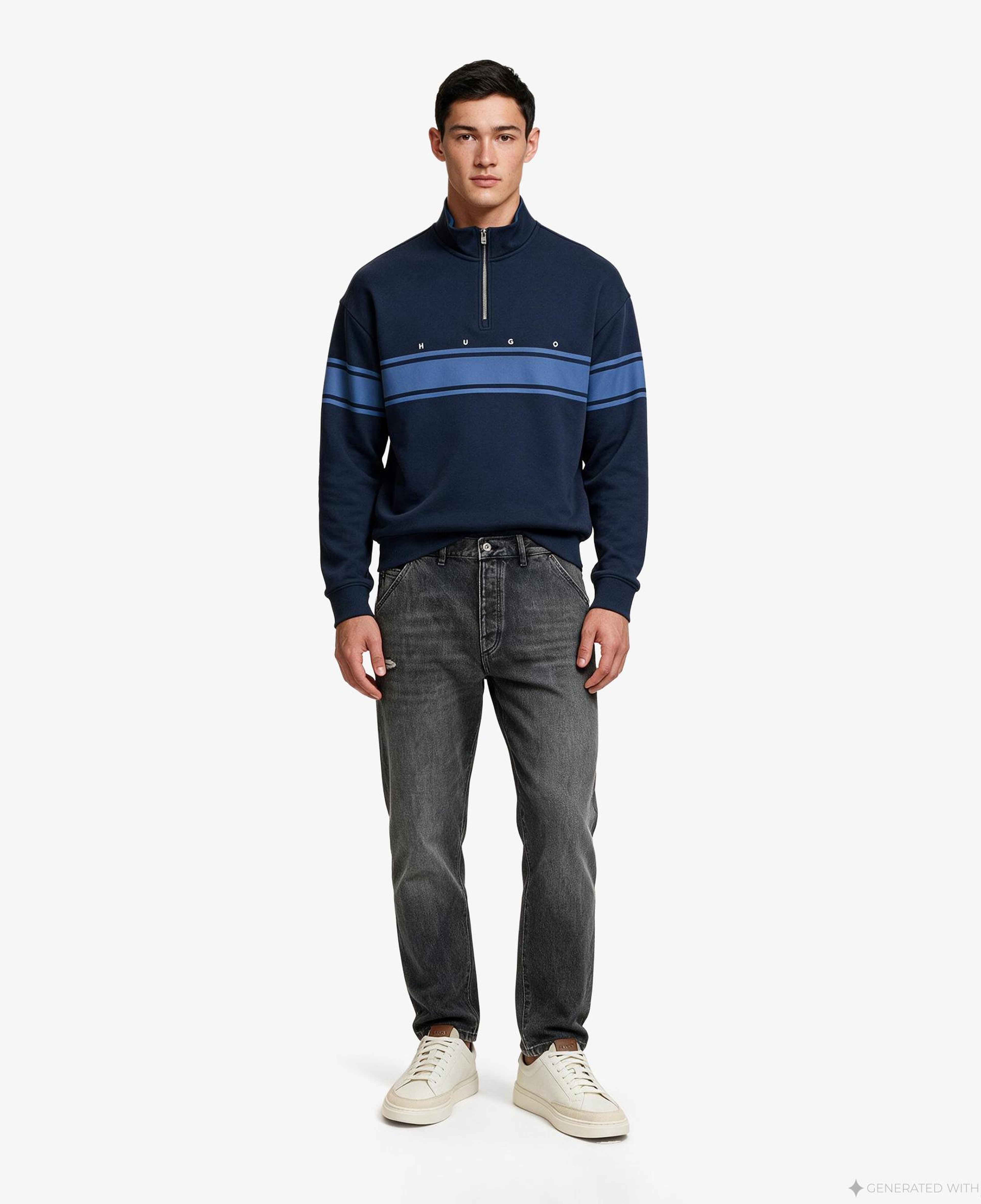 Hugo Demsizip Erkek Lacivert Sweatshirt