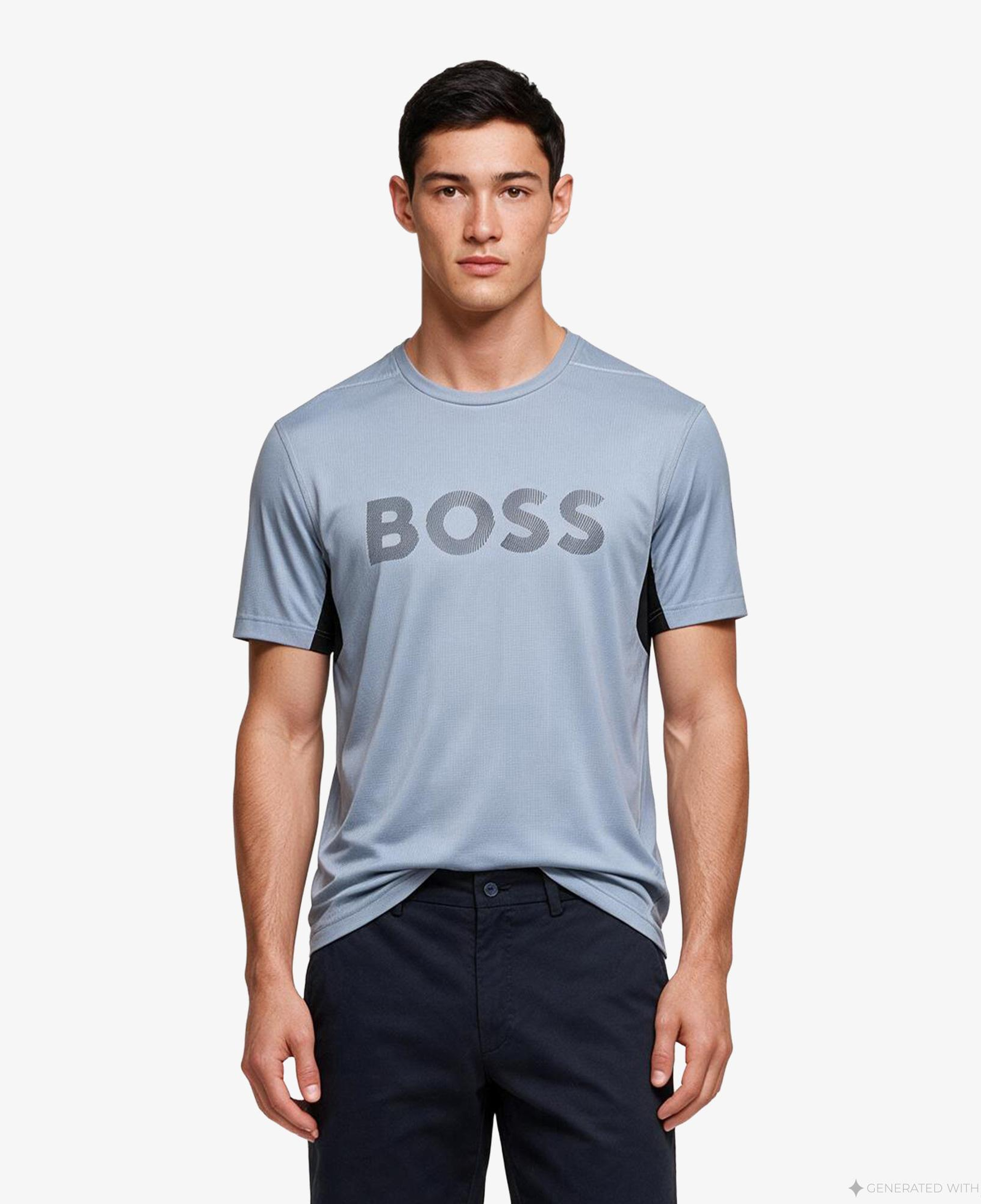 Boss Active Logo Erkek Gri T-Shirt