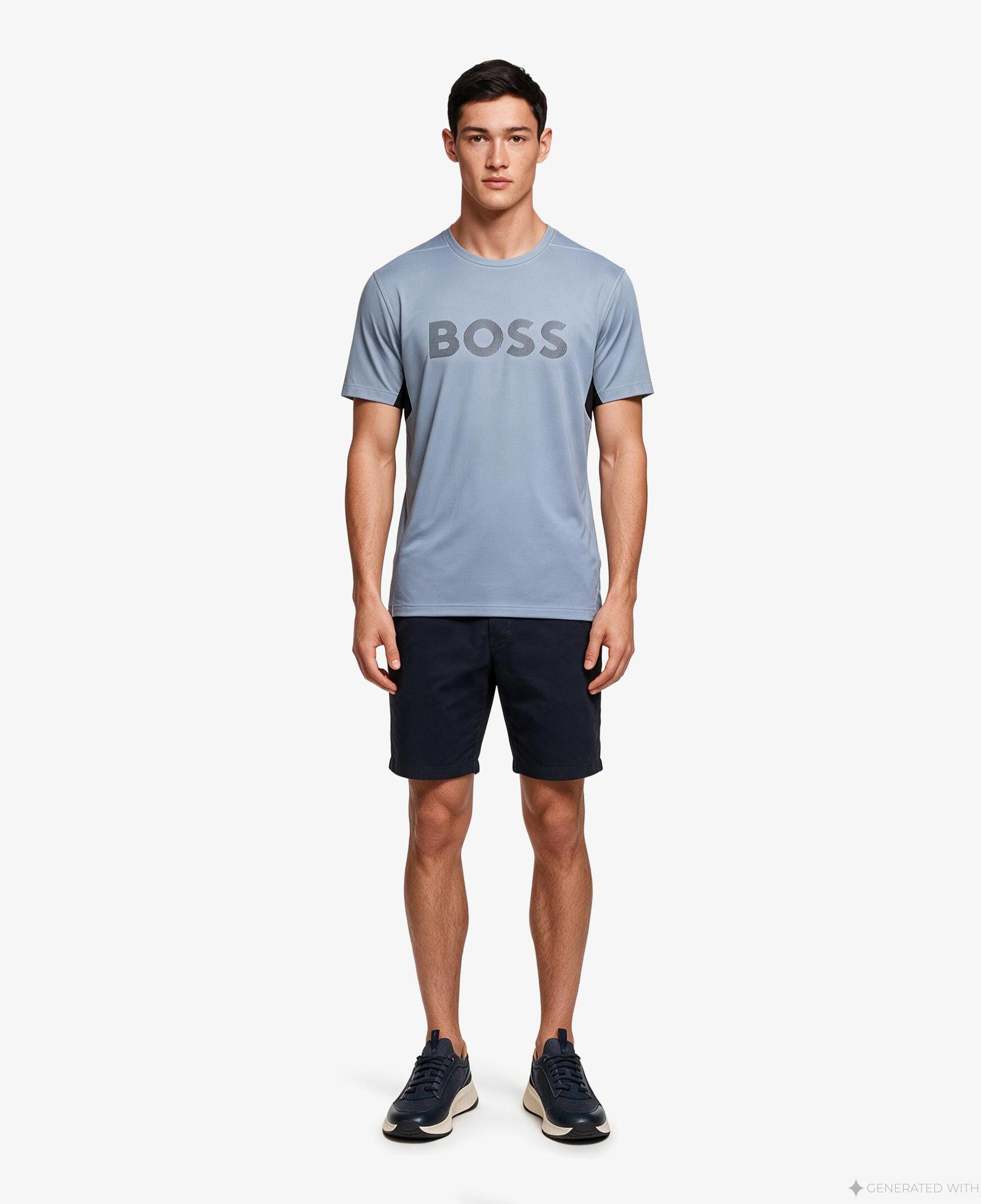 Boss Active Logo Erkek Gri T-Shirt