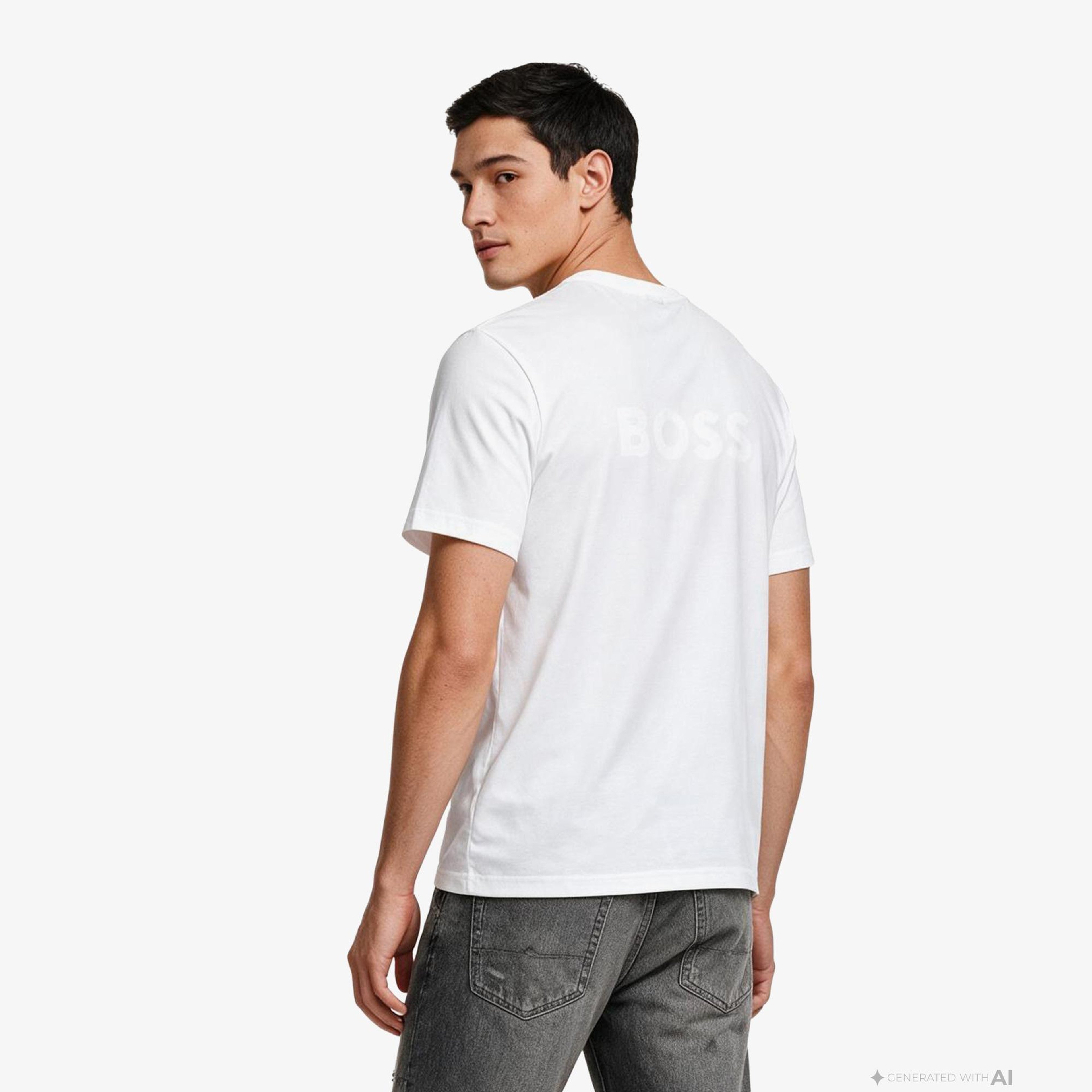 Boss Logo Erkek Beyaz T-Shirt