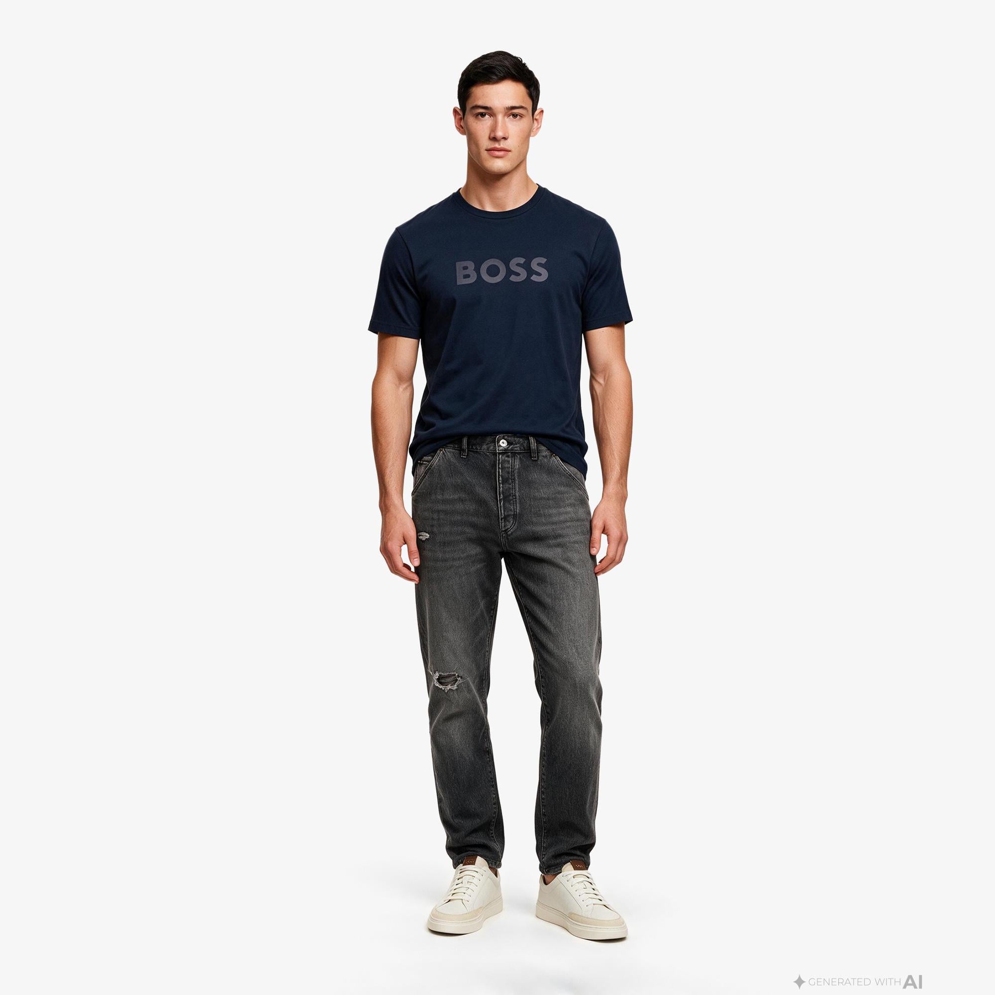 Boss Logo Erkek Lacivert T-Shirt
