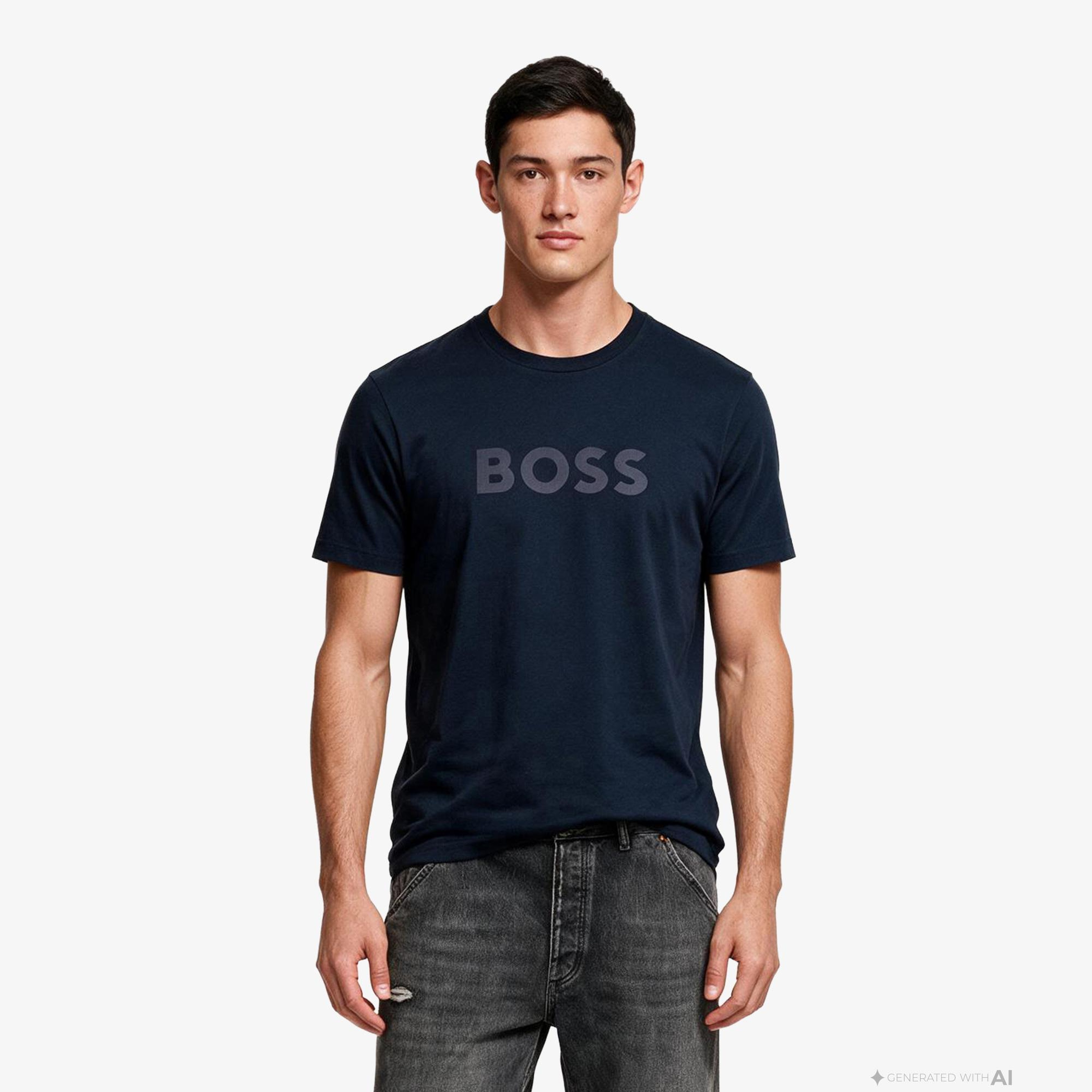Boss Logo Erkek Lacivert T-Shirt