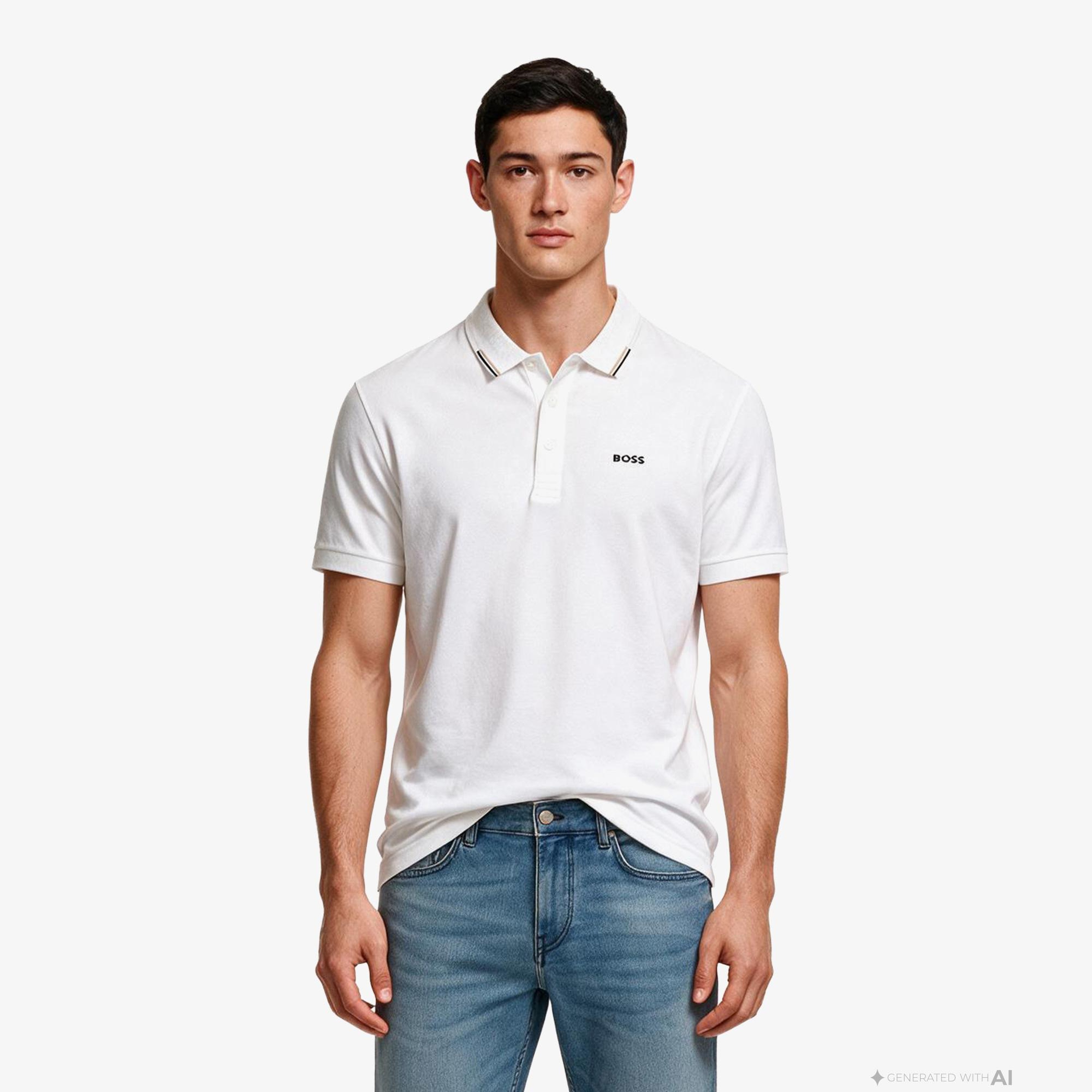 Boss Goc Swing Paddy Erkek Beyaz Polo