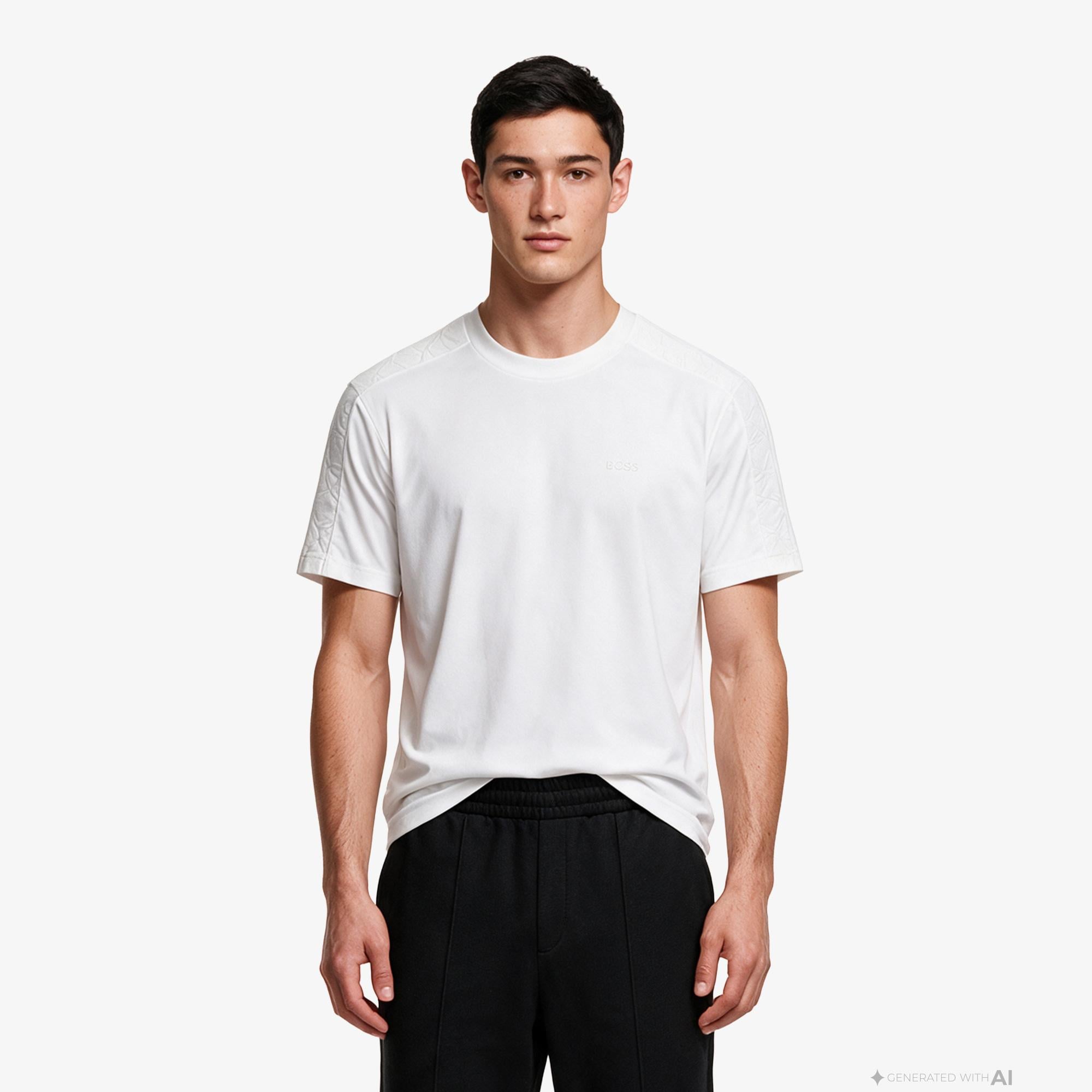 Boss Union Tape Erkek Beyaz T-Shirt