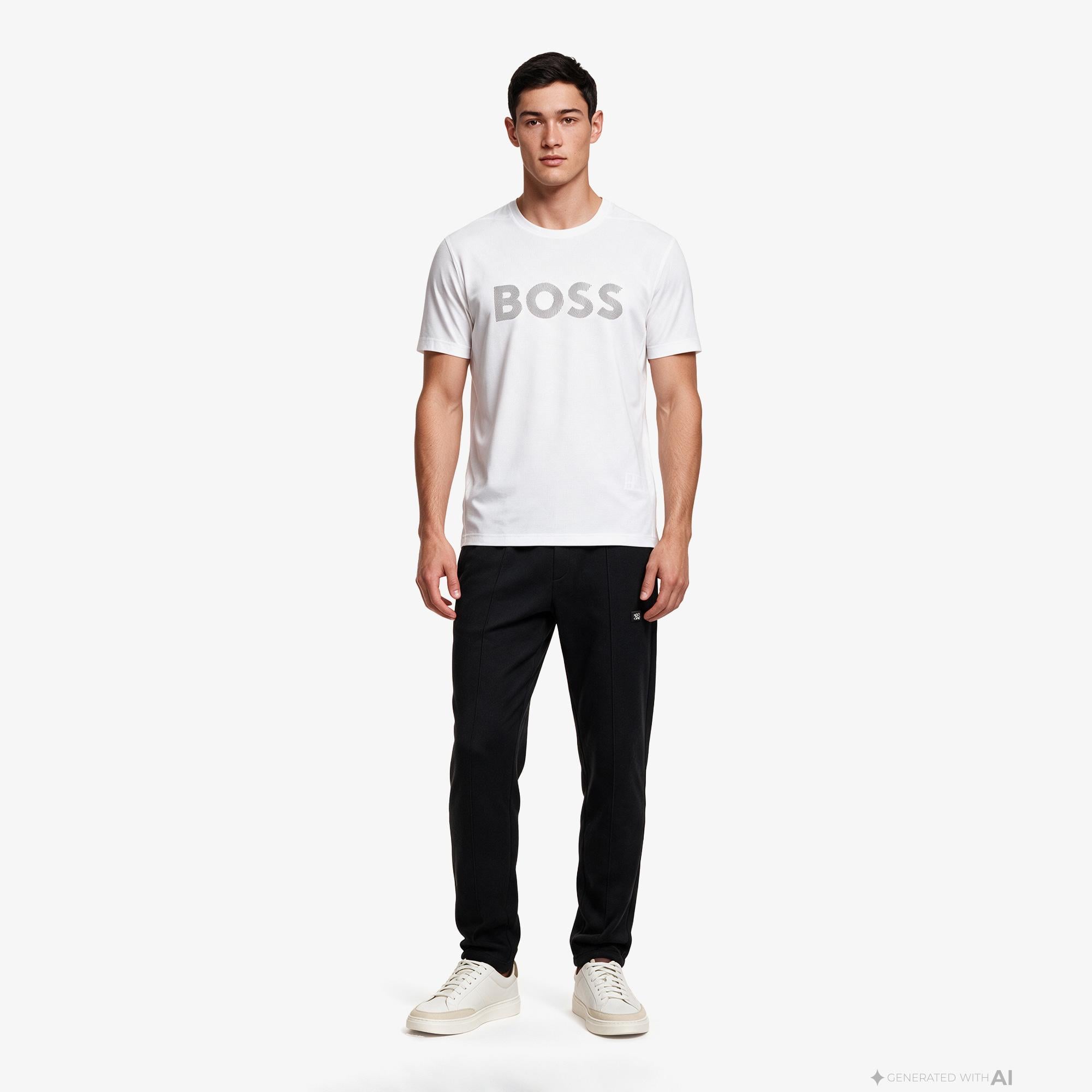 Boss Active Logo Erkek Beyaz T-Shirt