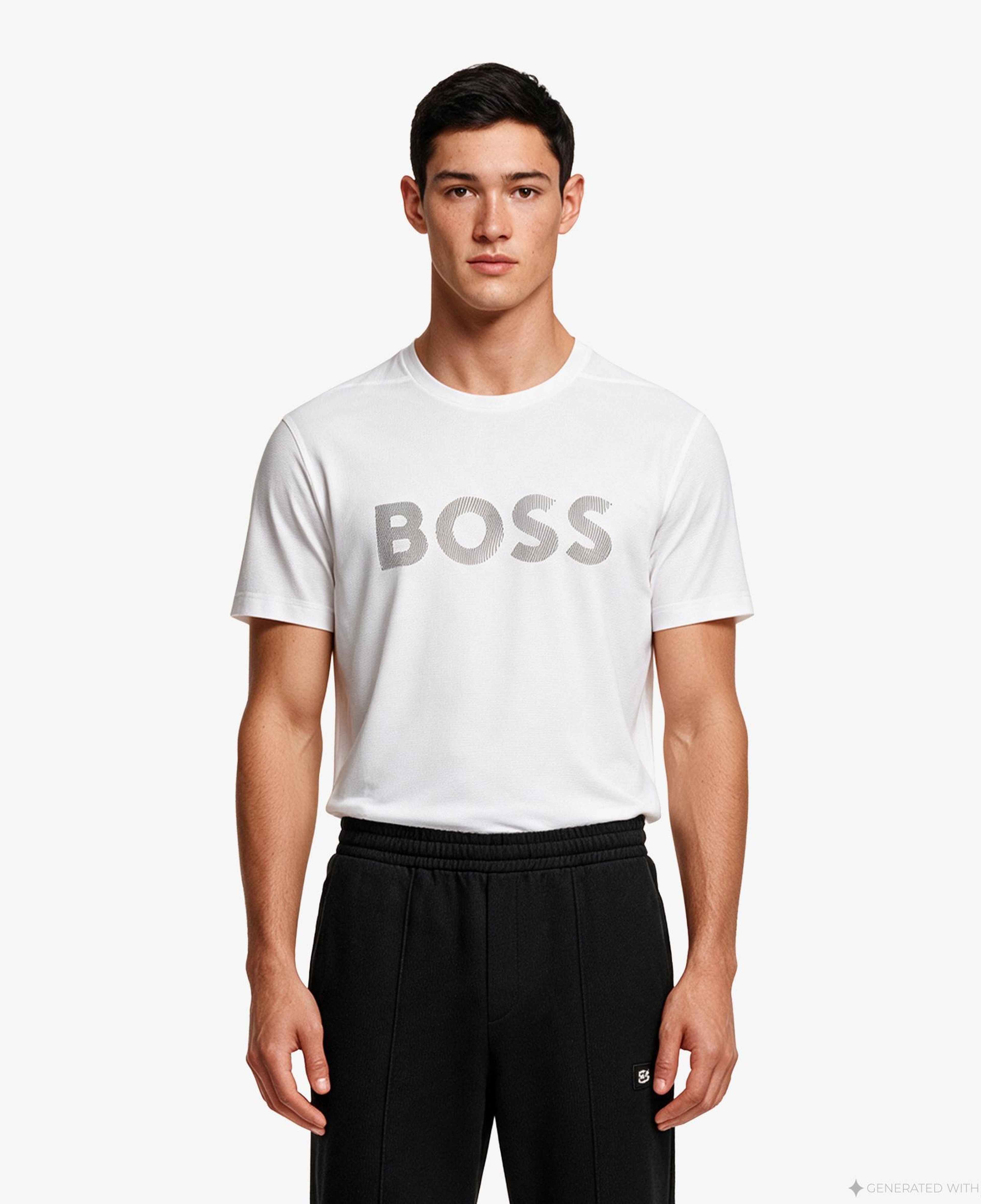 Boss Active Logo Erkek Beyaz T-Shirt