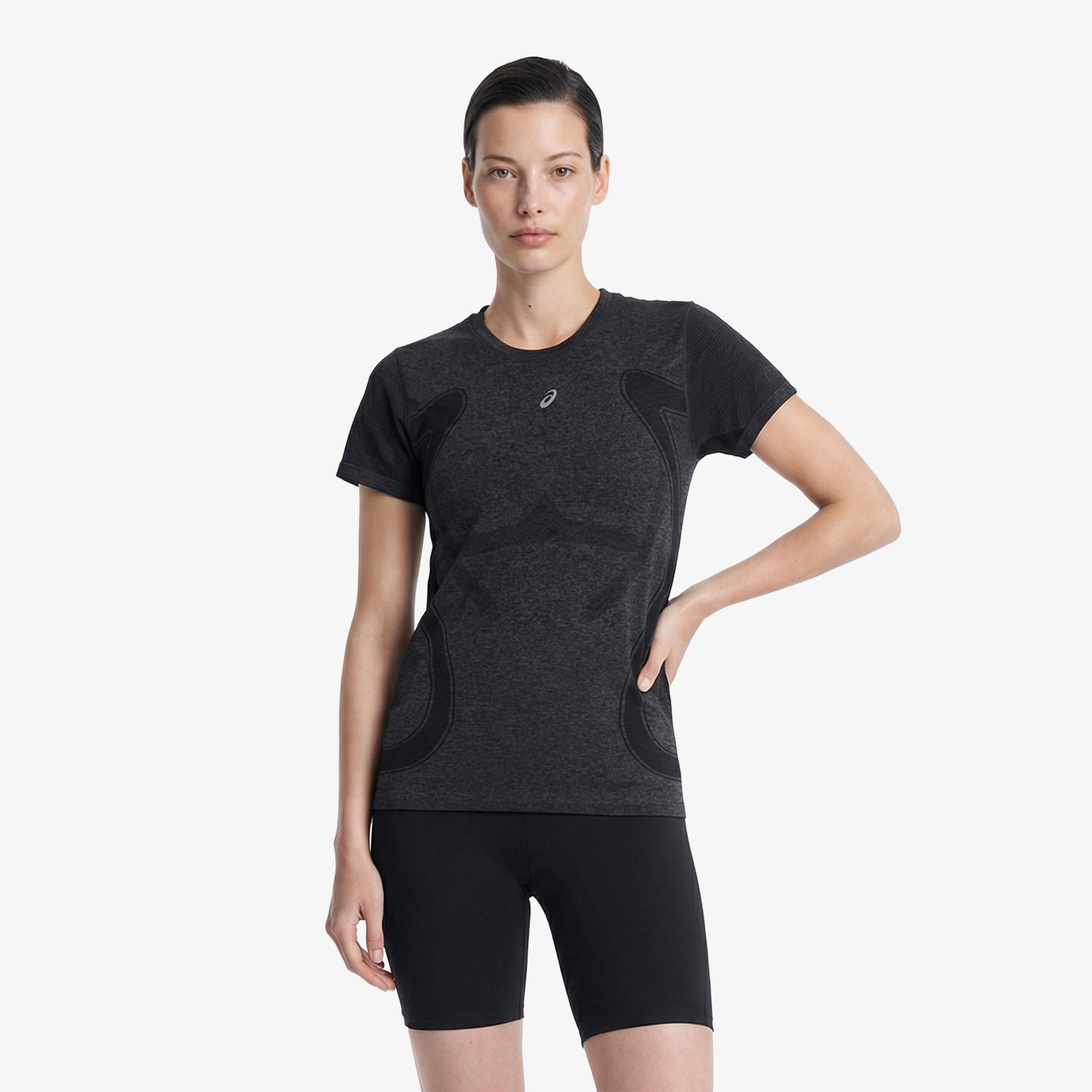 Asics Road Seamless Ss Top Kadın Siyah Koşu Sweatshirt