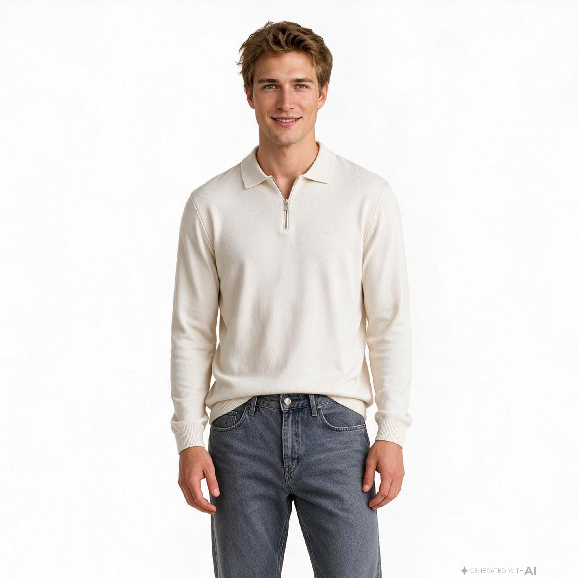 Nautica Erkek Bej Regular Fit Triko