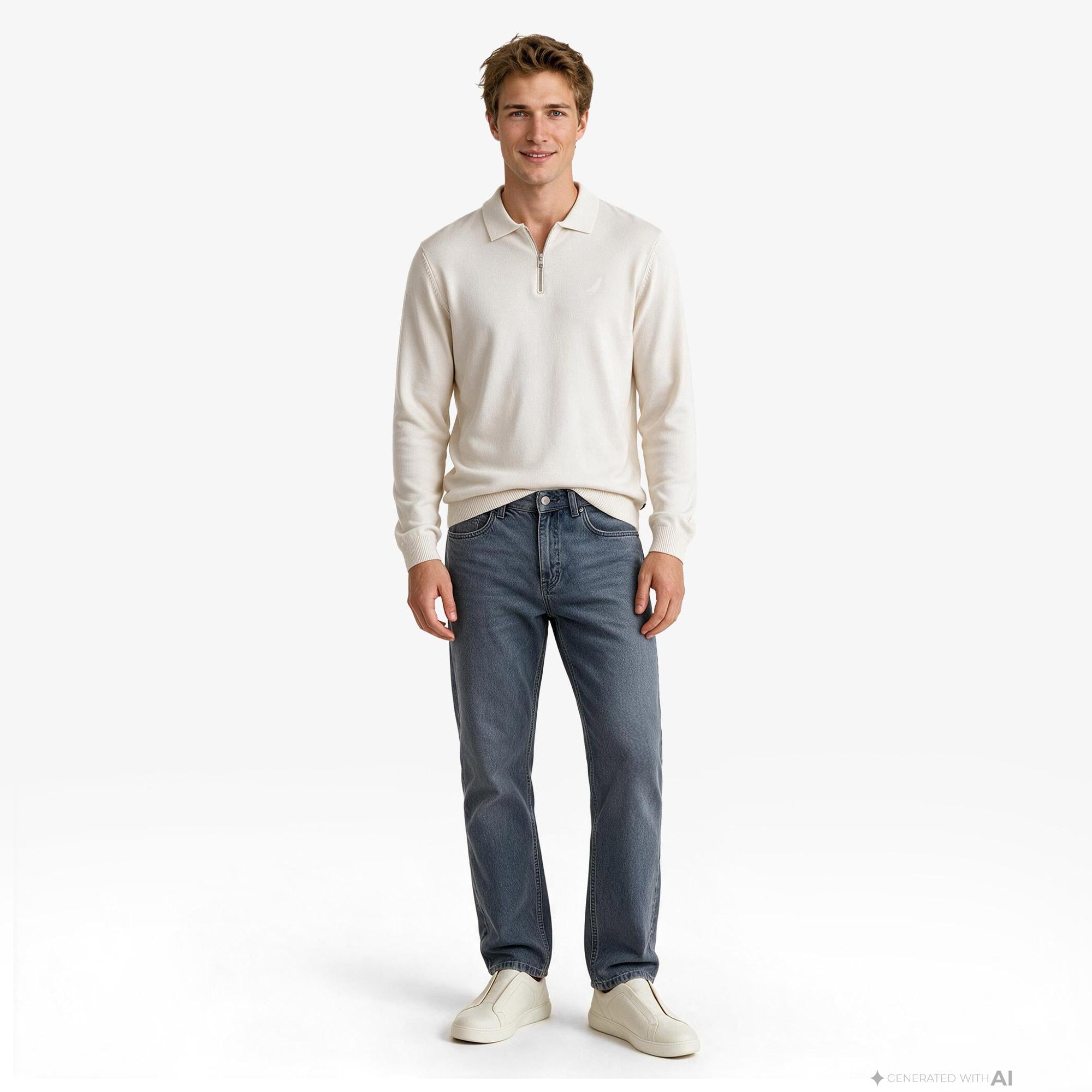 Nautica Erkek Bej Regular Fit Triko