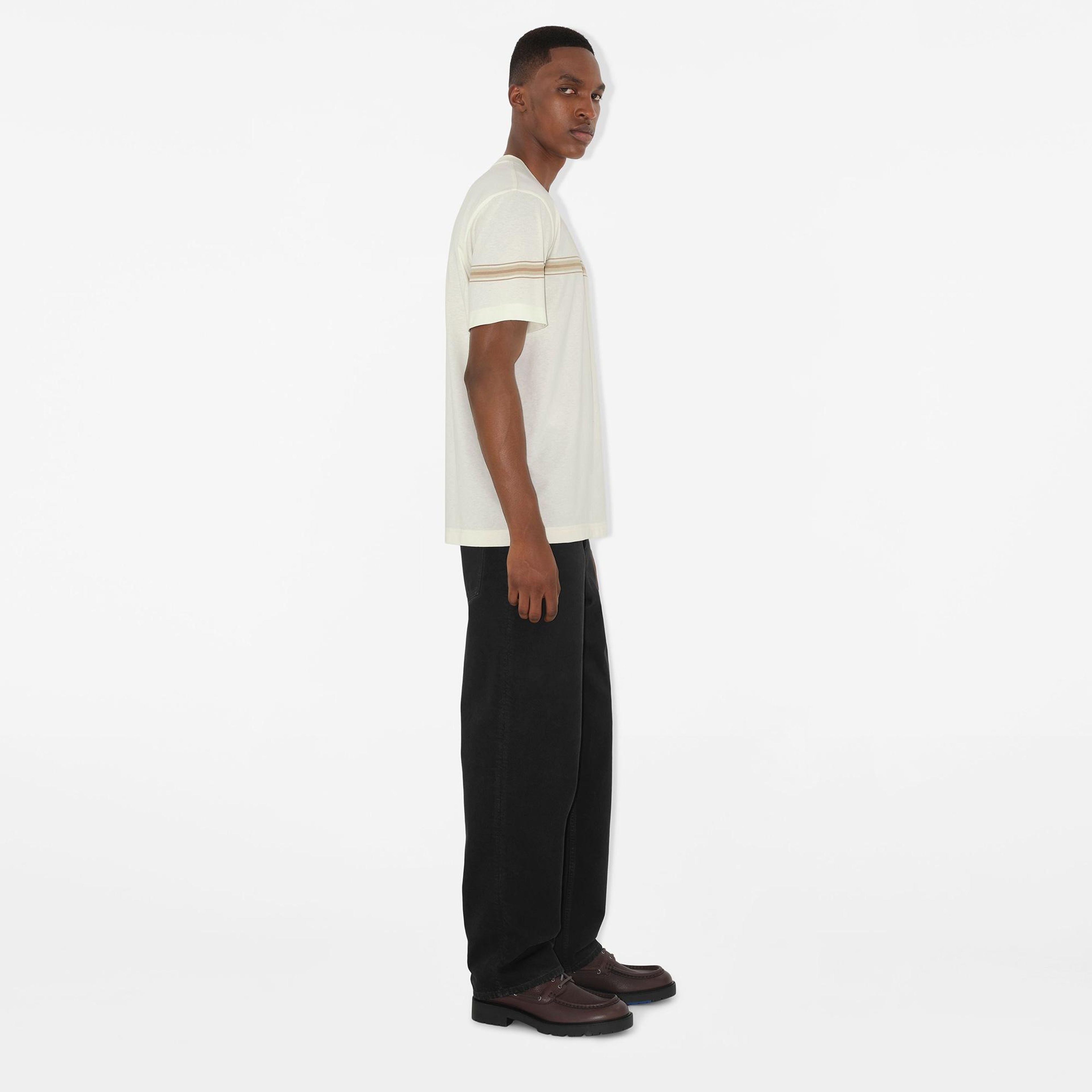 Burberry Sic Striped Cotton Erkek Beyaz T-Shirt