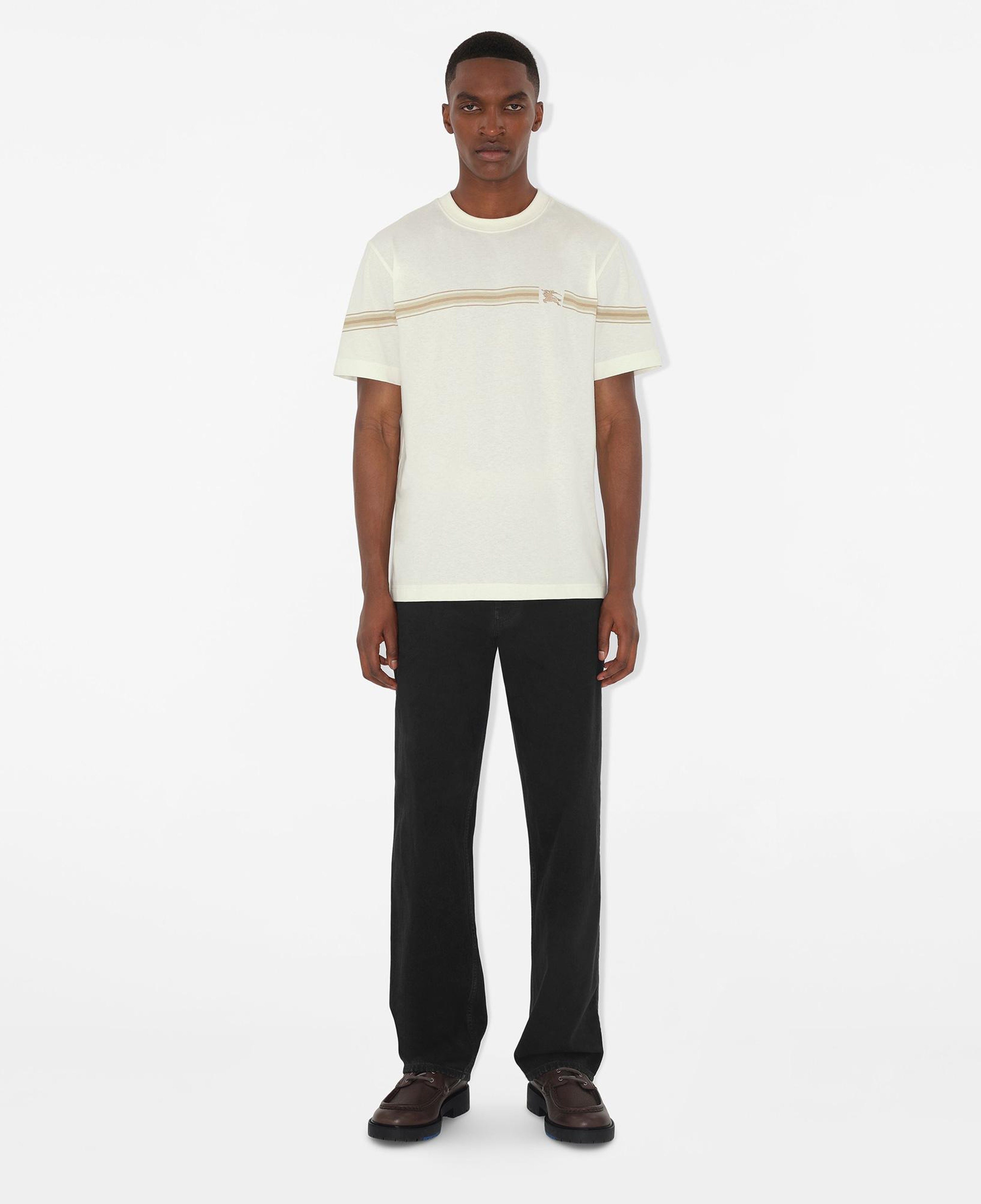 Burberry Sic Striped Cotton Erkek Beyaz T-Shirt