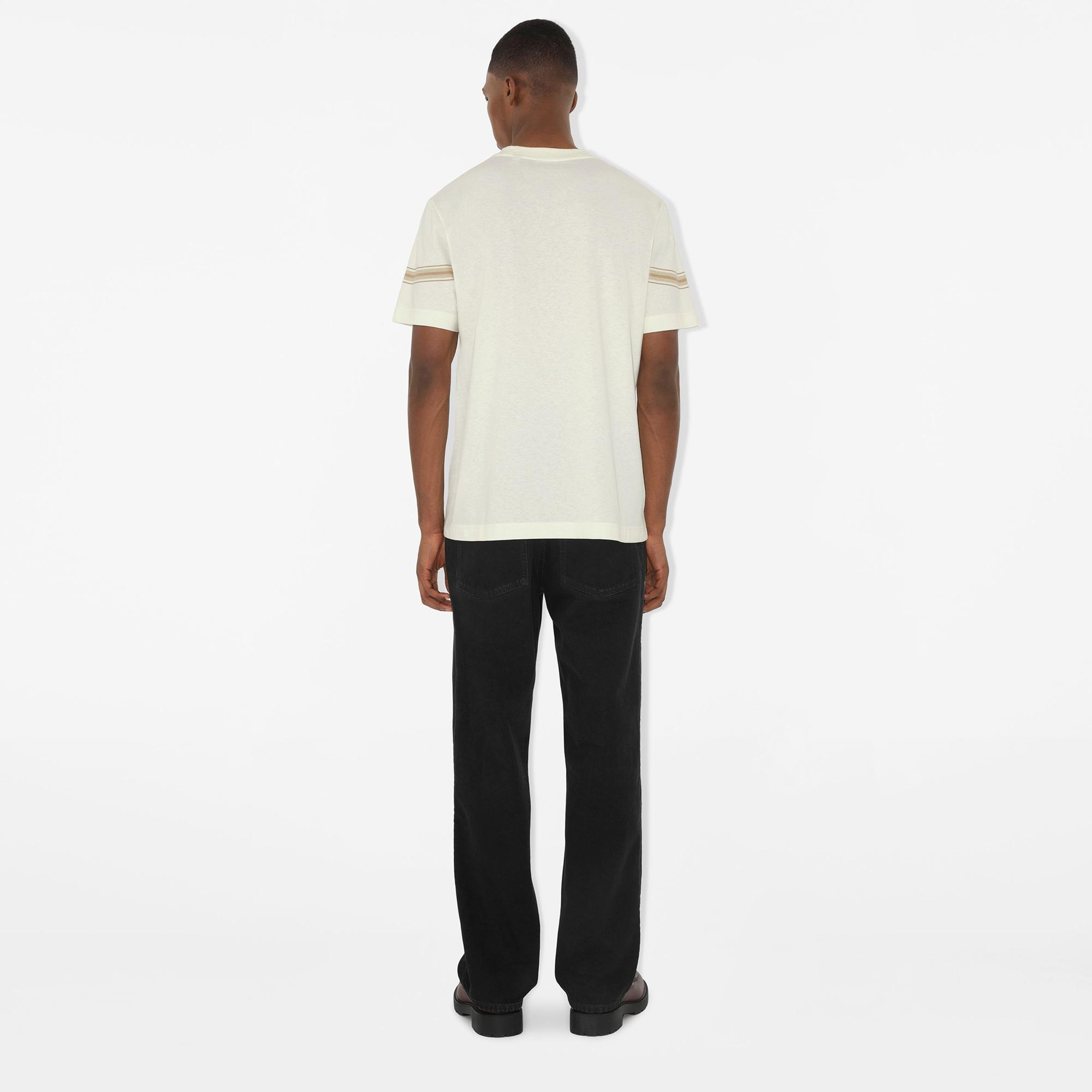 Burberry Sic Striped Cotton Erkek Beyaz T-Shirt