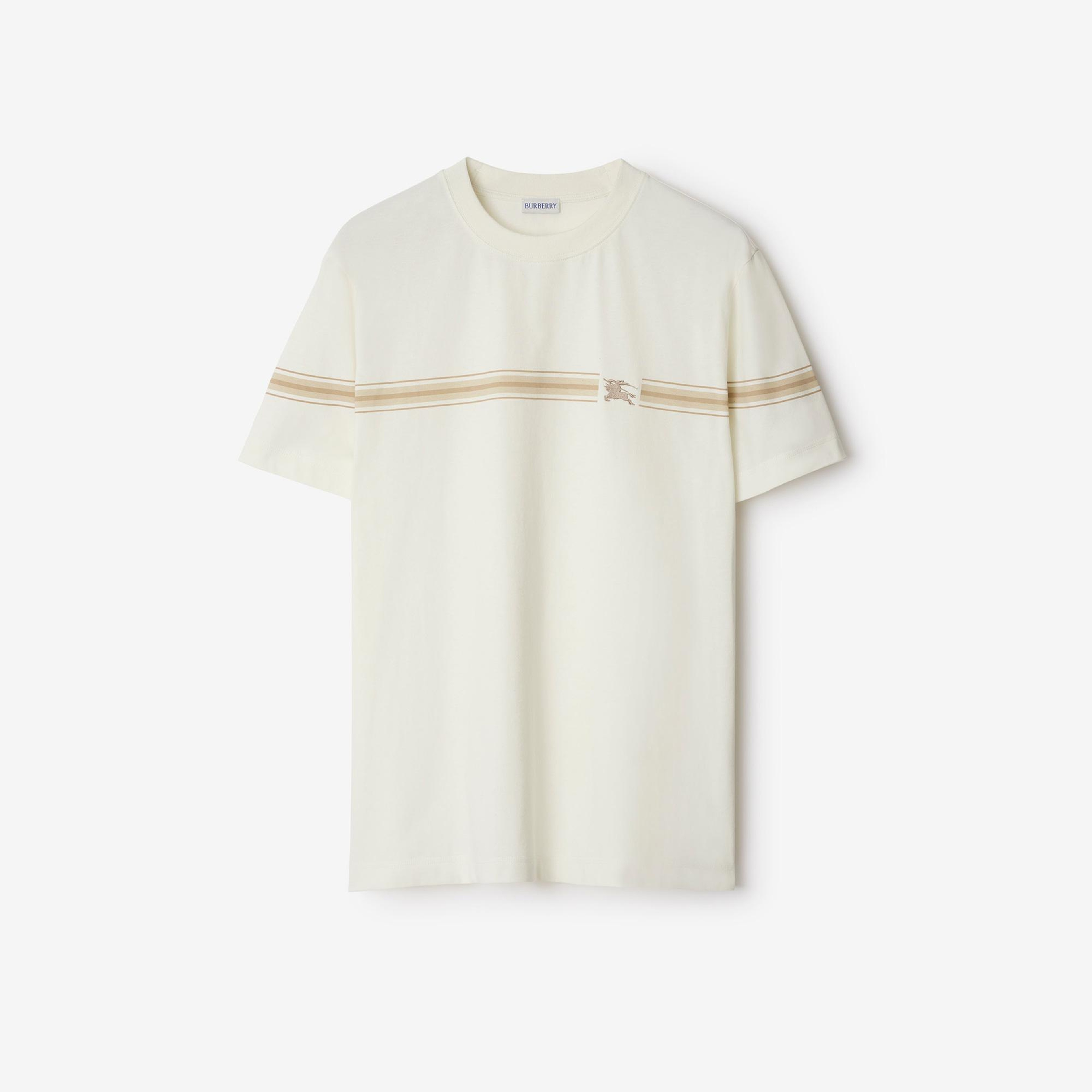 Burberry Sic Striped Cotton Erkek Beyaz T-Shirt