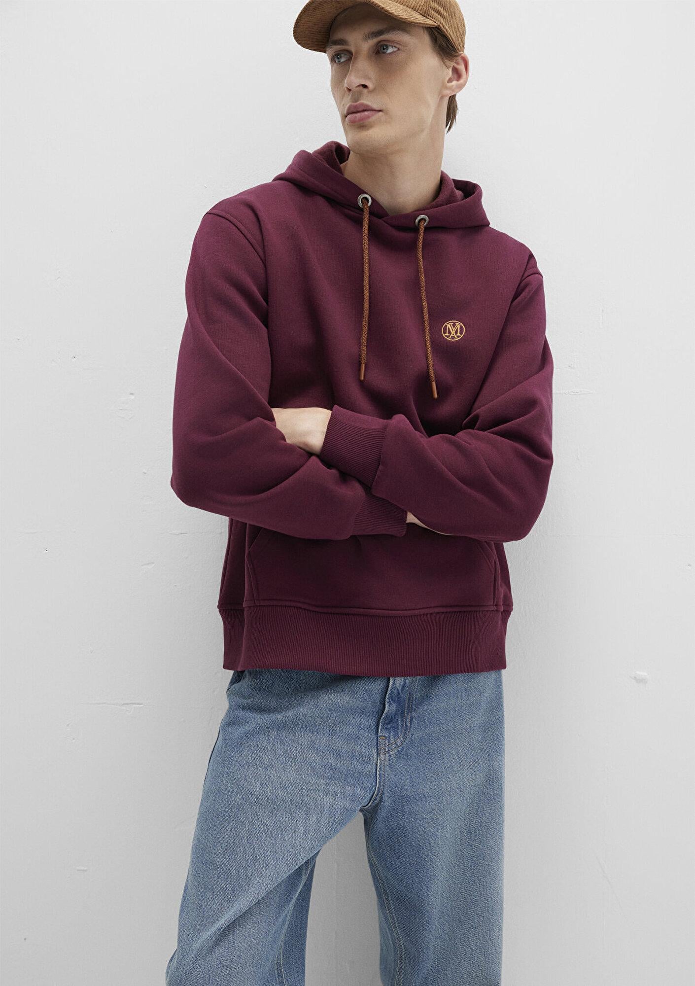 Mavi Mavi Logo Nakışlı Kapüşonlu Bordo Sweatshirt 065809-70426