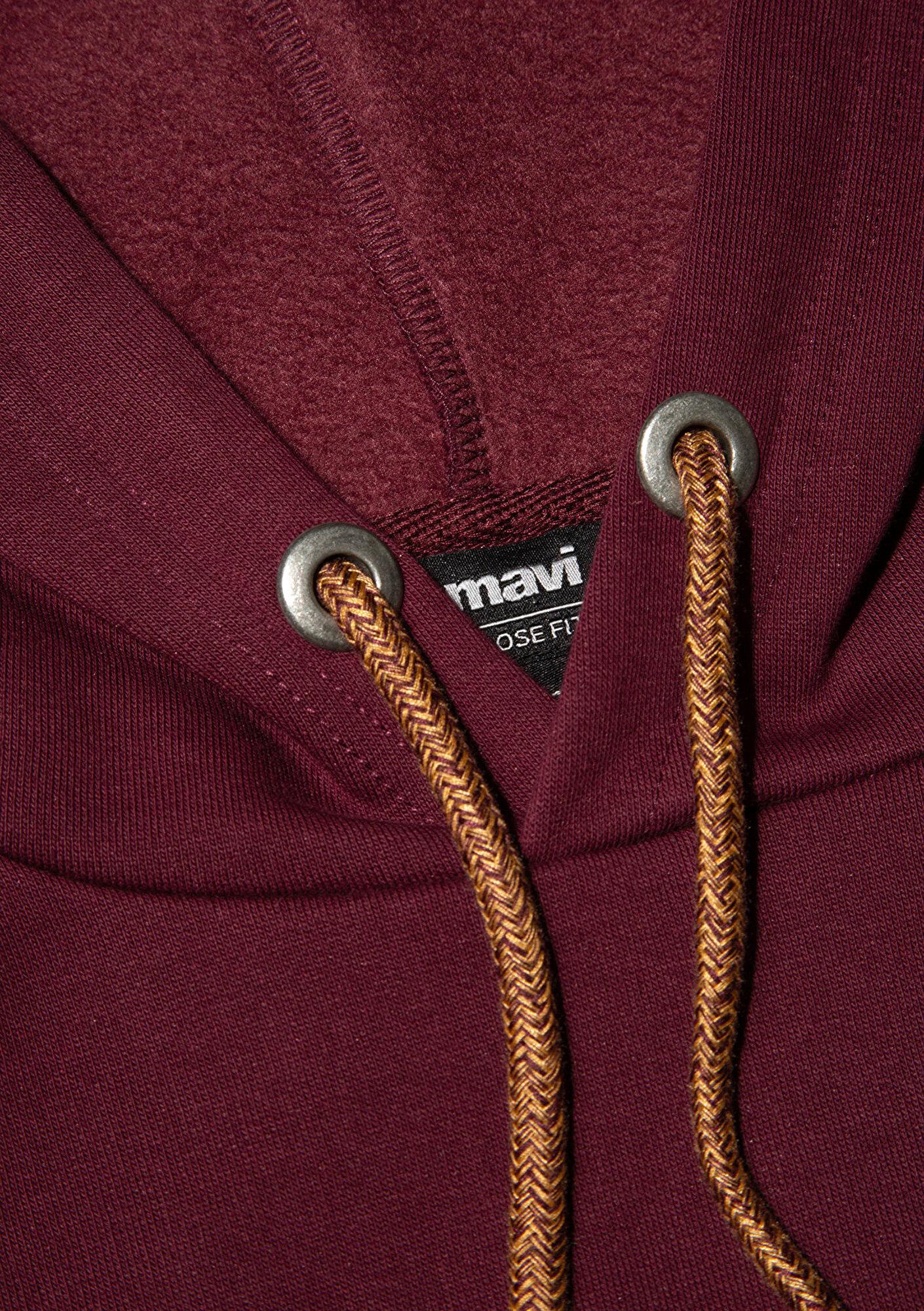 Mavi Mavi Logo Nakışlı Kapüşonlu Bordo Sweatshirt 065809-70426