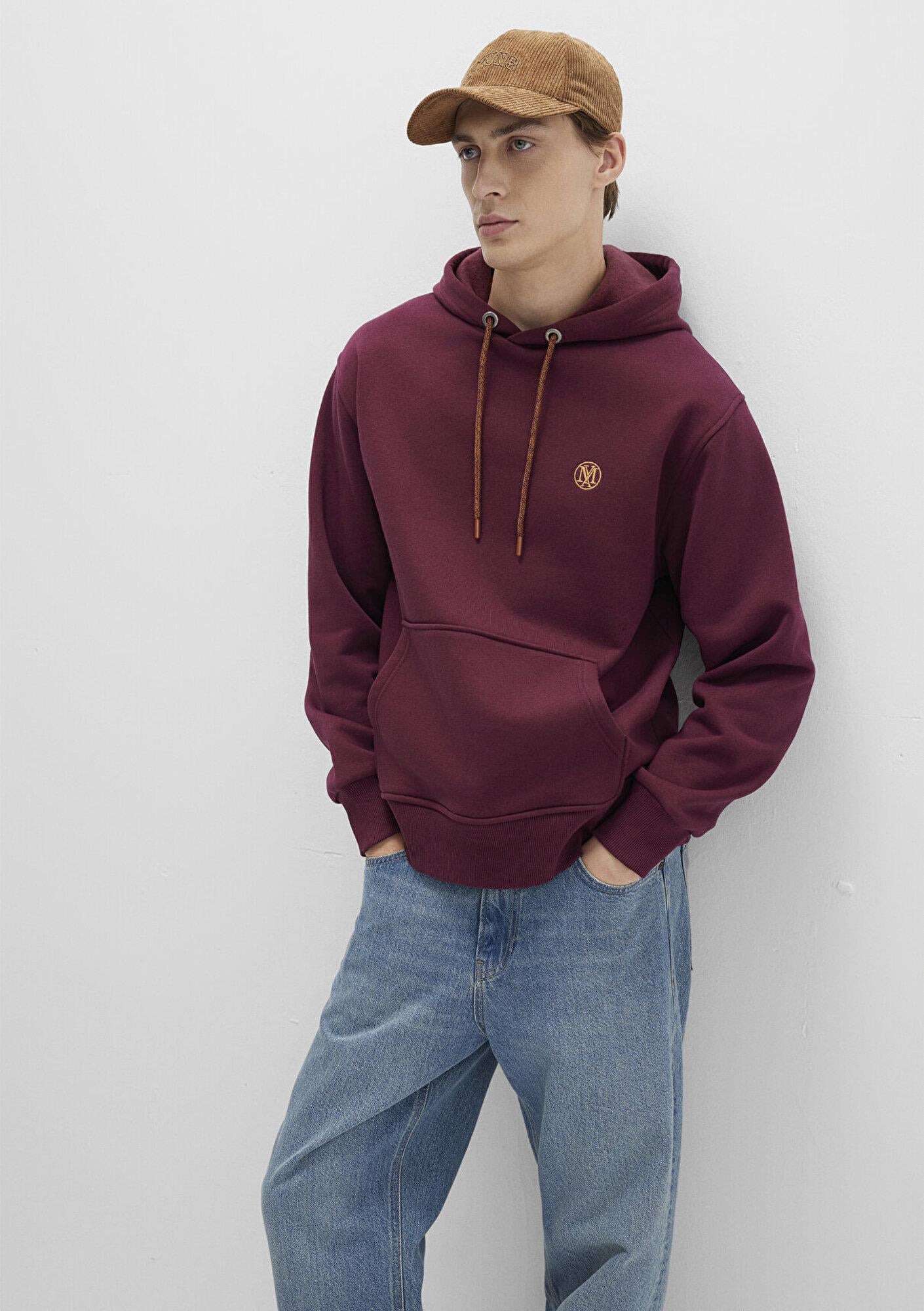 Mavi Mavi Logo Nakışlı Kapüşonlu Bordo Sweatshirt 065809-70426