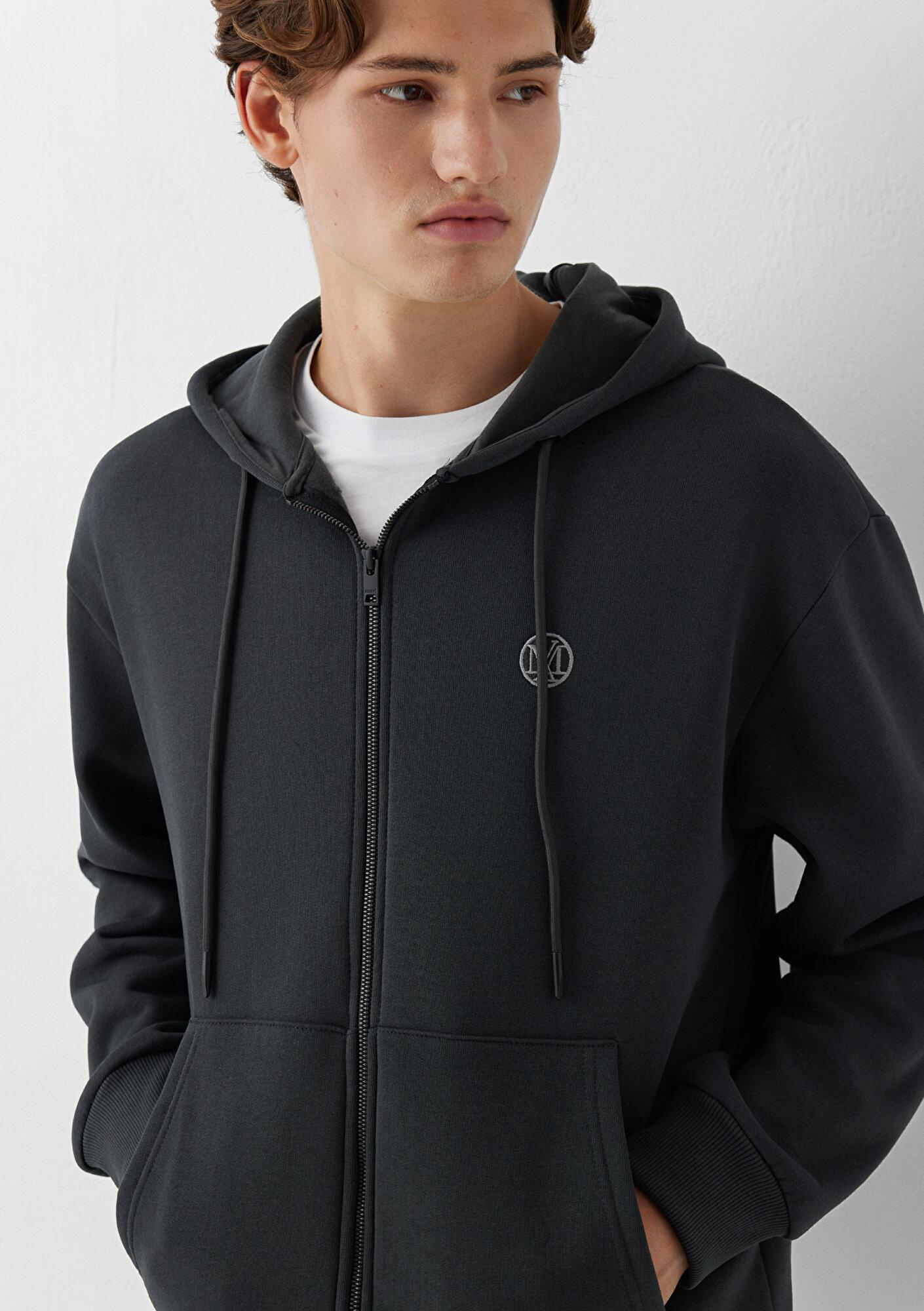 Mavi Kapüşonlu Antrasit Sweatshirt 066979-91268