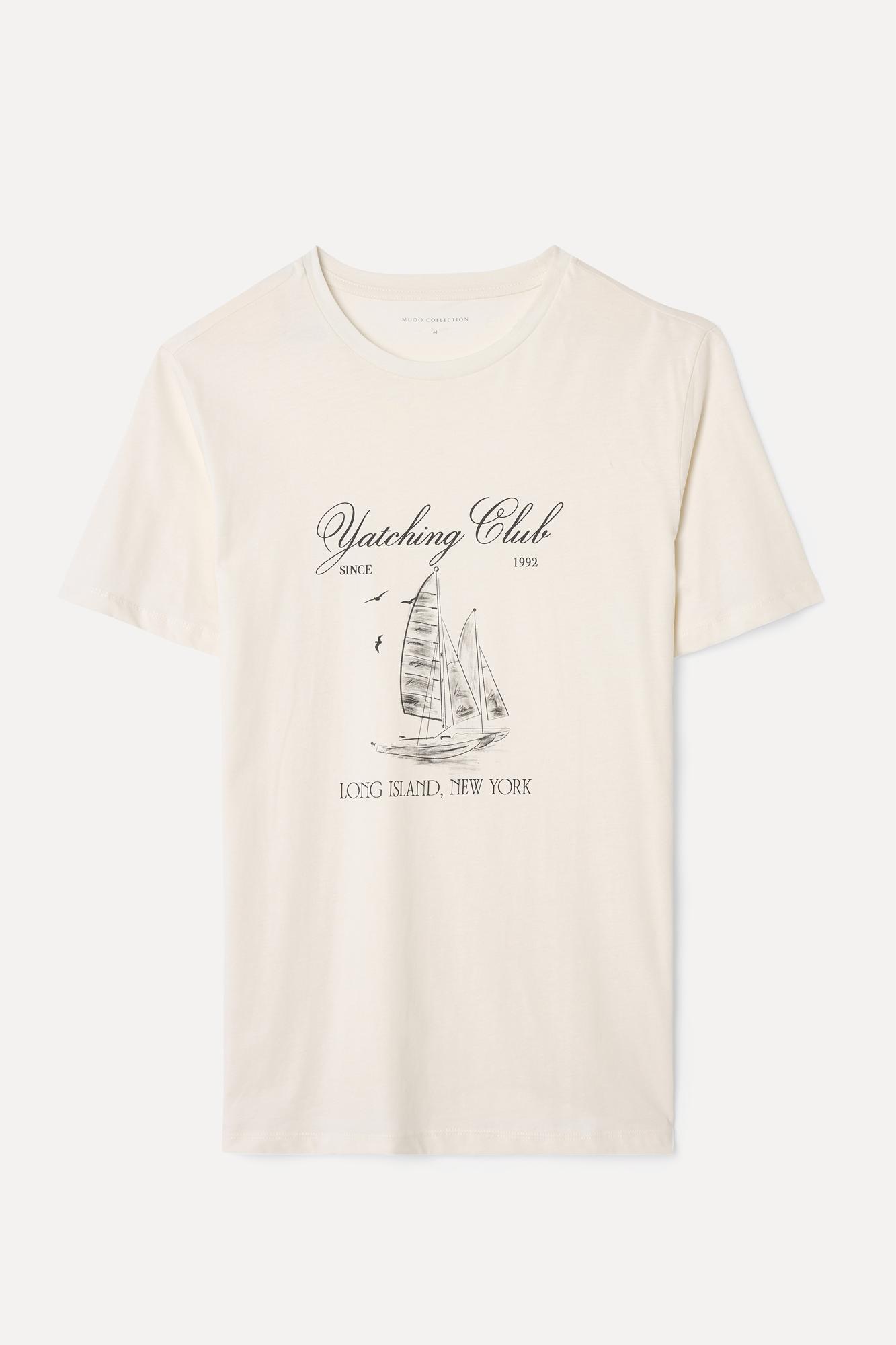 BASKILI BİSİKLET YAKA T-SHIRT