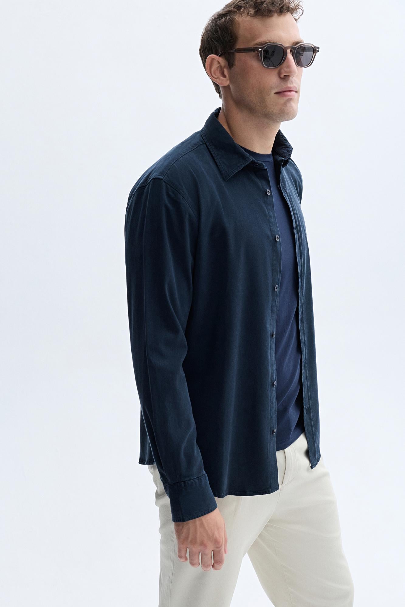 Erkek Lacivert Regular Fit Uzun Kollu Casual Gömlek