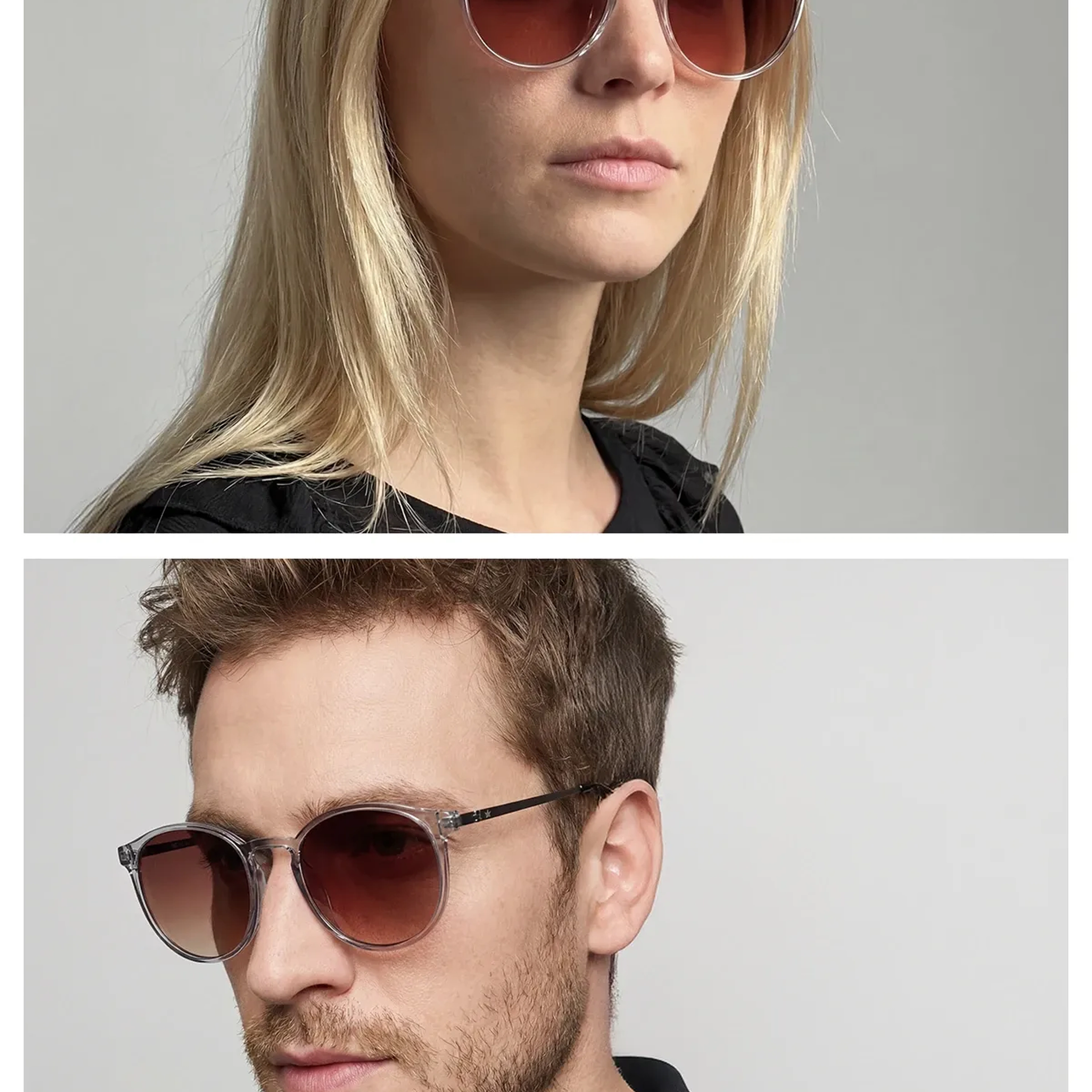 SİTRİN C16 Bordo Degrade Asetat Yuvarlak Unisex Güneş Gözlüğü
