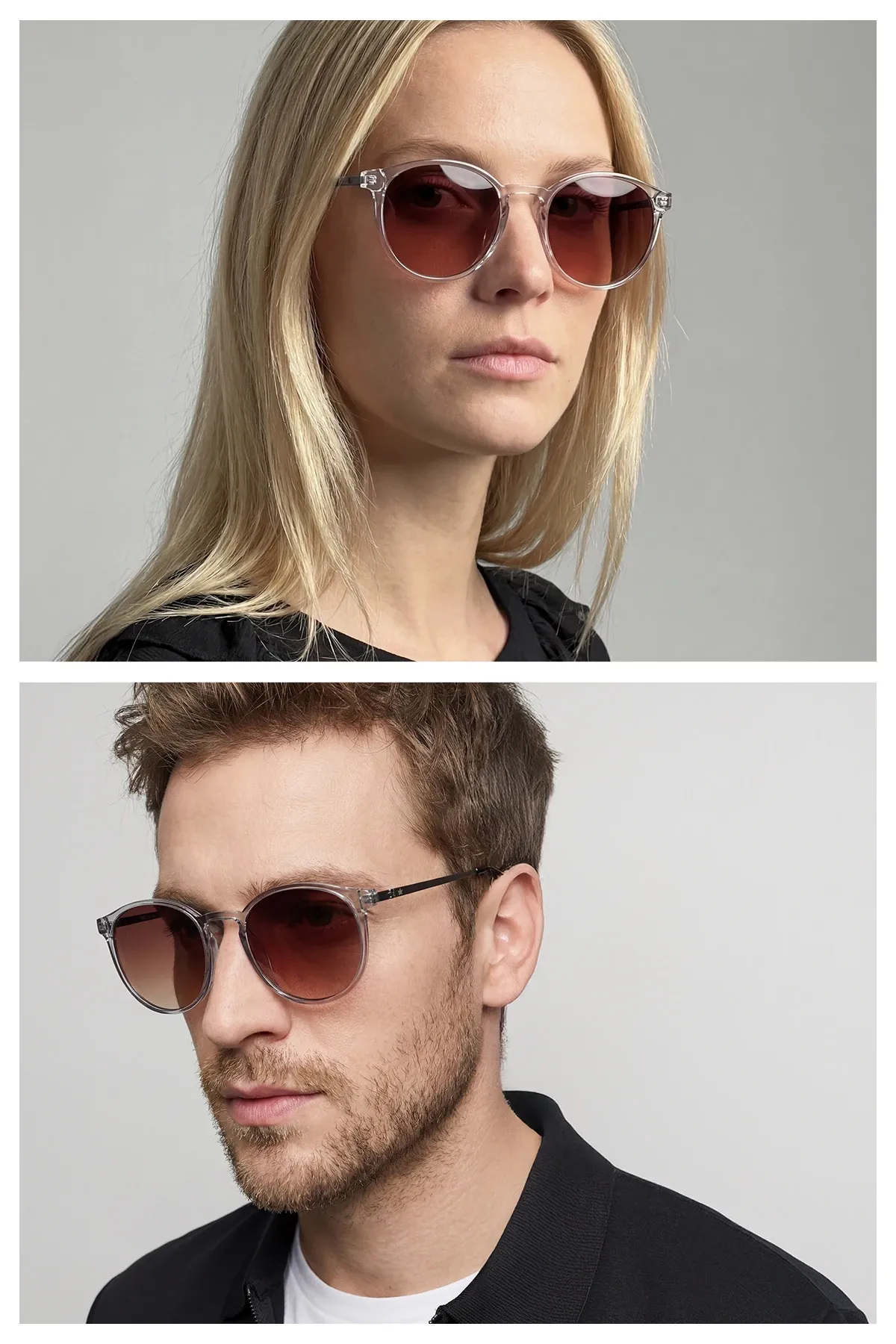 SİTRİN C16 Bordo Degrade Asetat Yuvarlak Unisex Güneş Gözlüğü