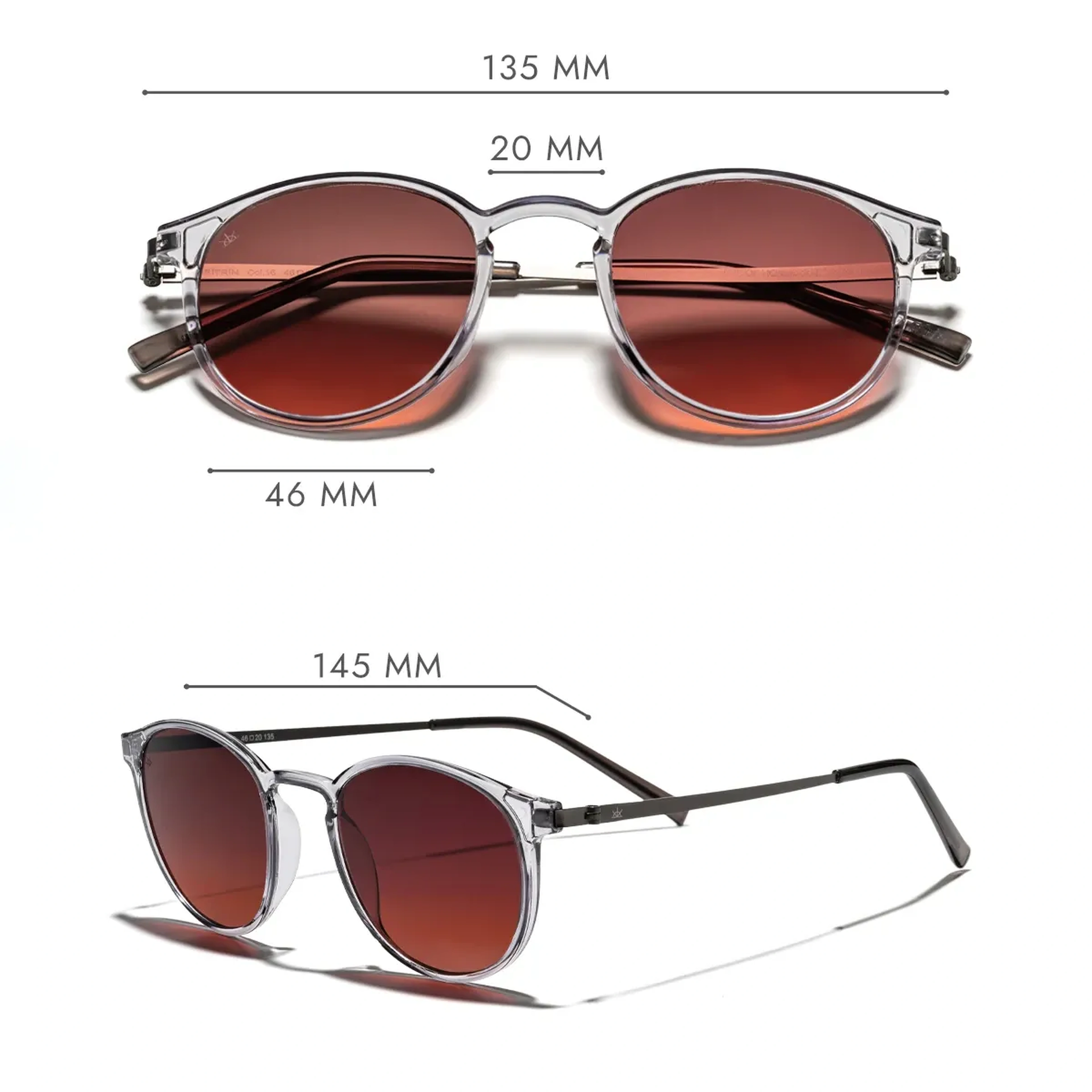 SİTRİN C16 Bordo Degrade Asetat Yuvarlak Unisex Güneş Gözlüğü