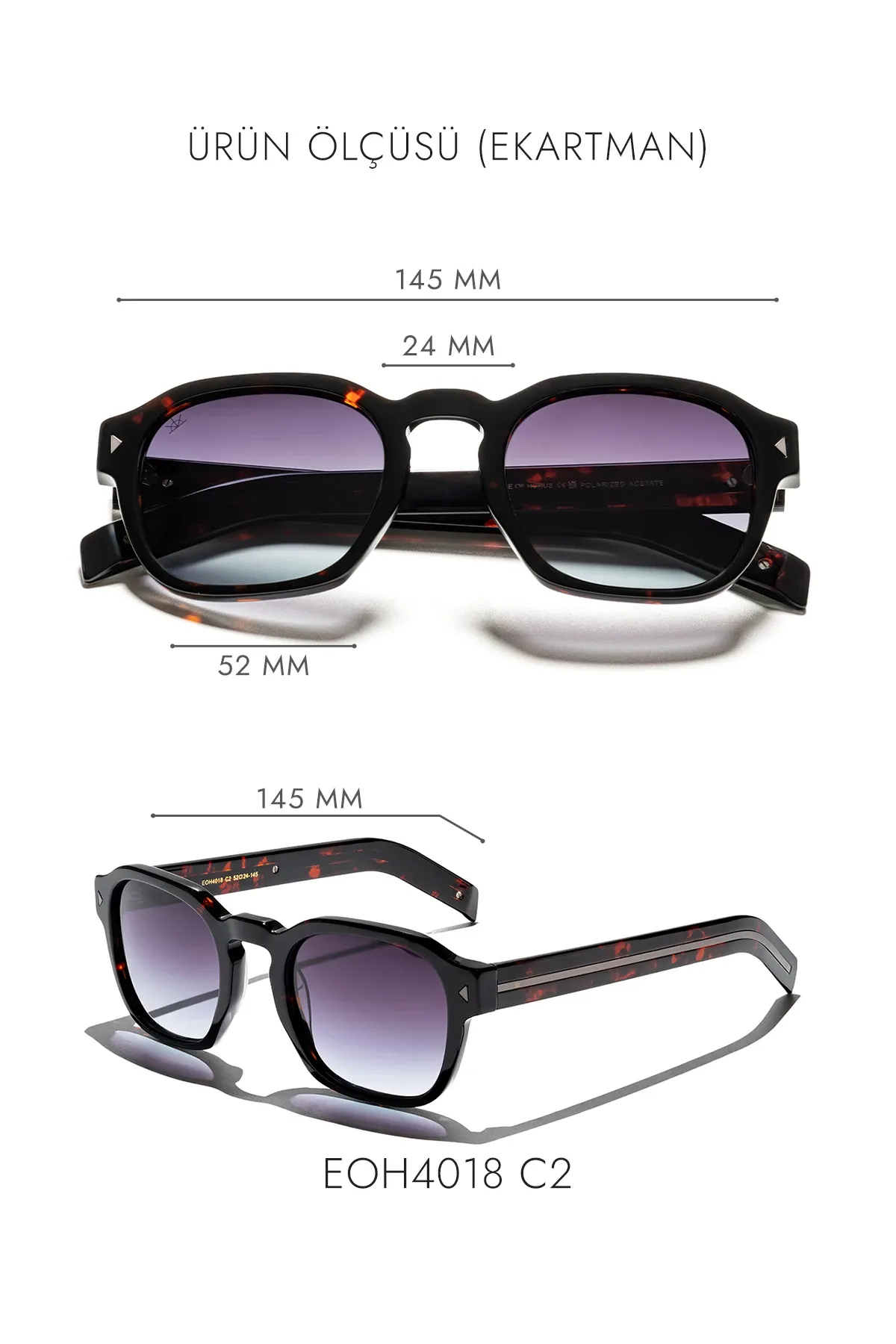 EOH4018 C2 Leopar Asetat Unisex Güneş Gözlüğü