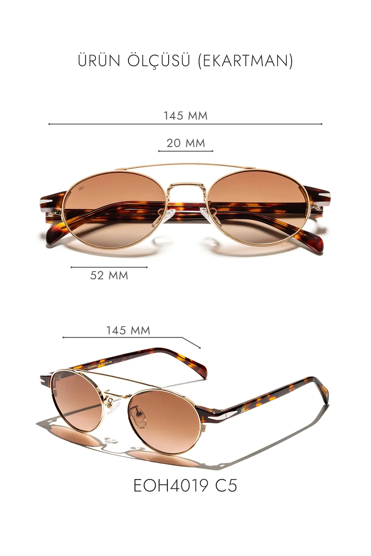 EOH4019 C5 Sarı/Leopar Metal Unisex Güneş Gözlüğü