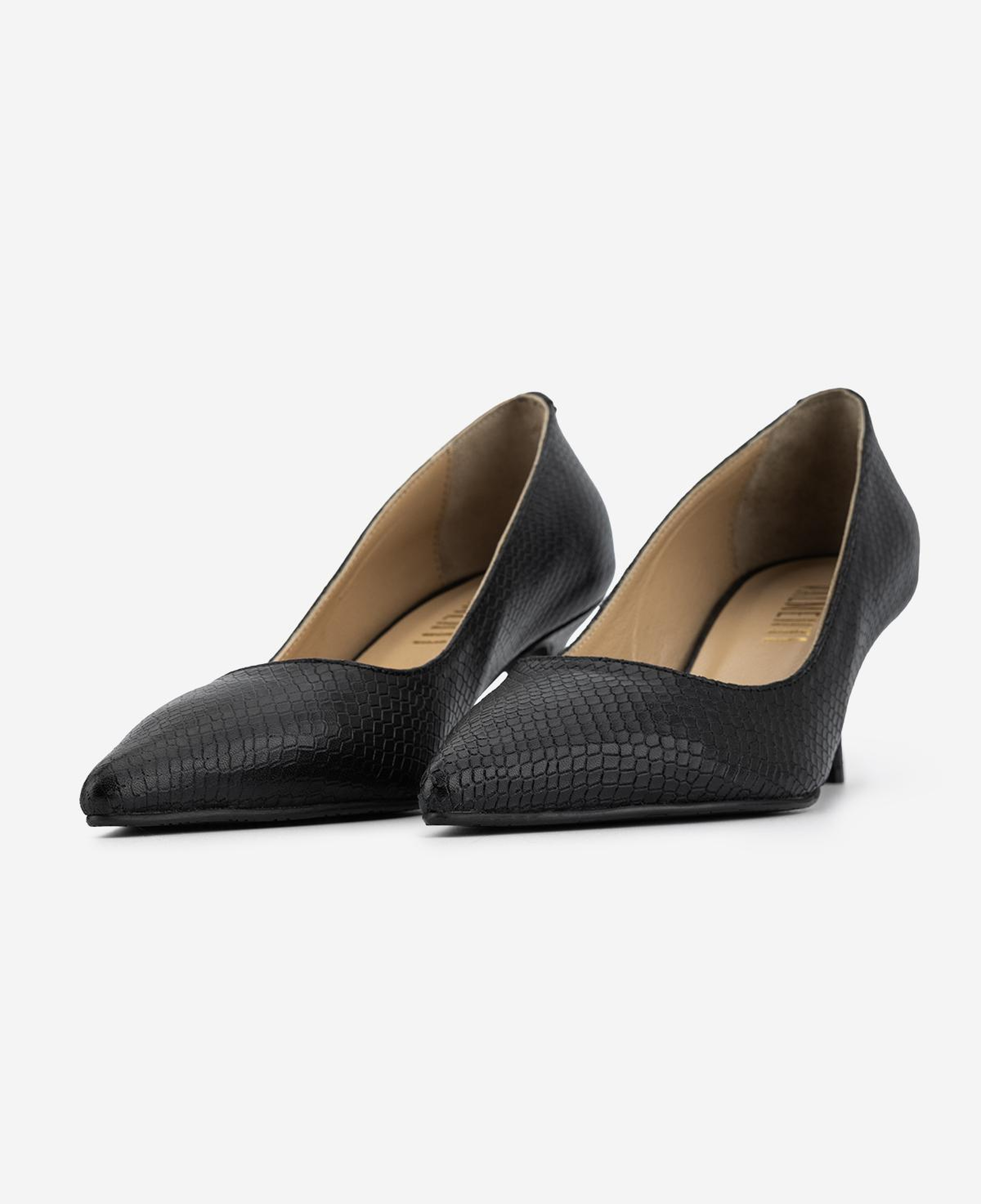 Valmenti Kadın Hakiki Deri Siyah Yılan Desen Stiletto