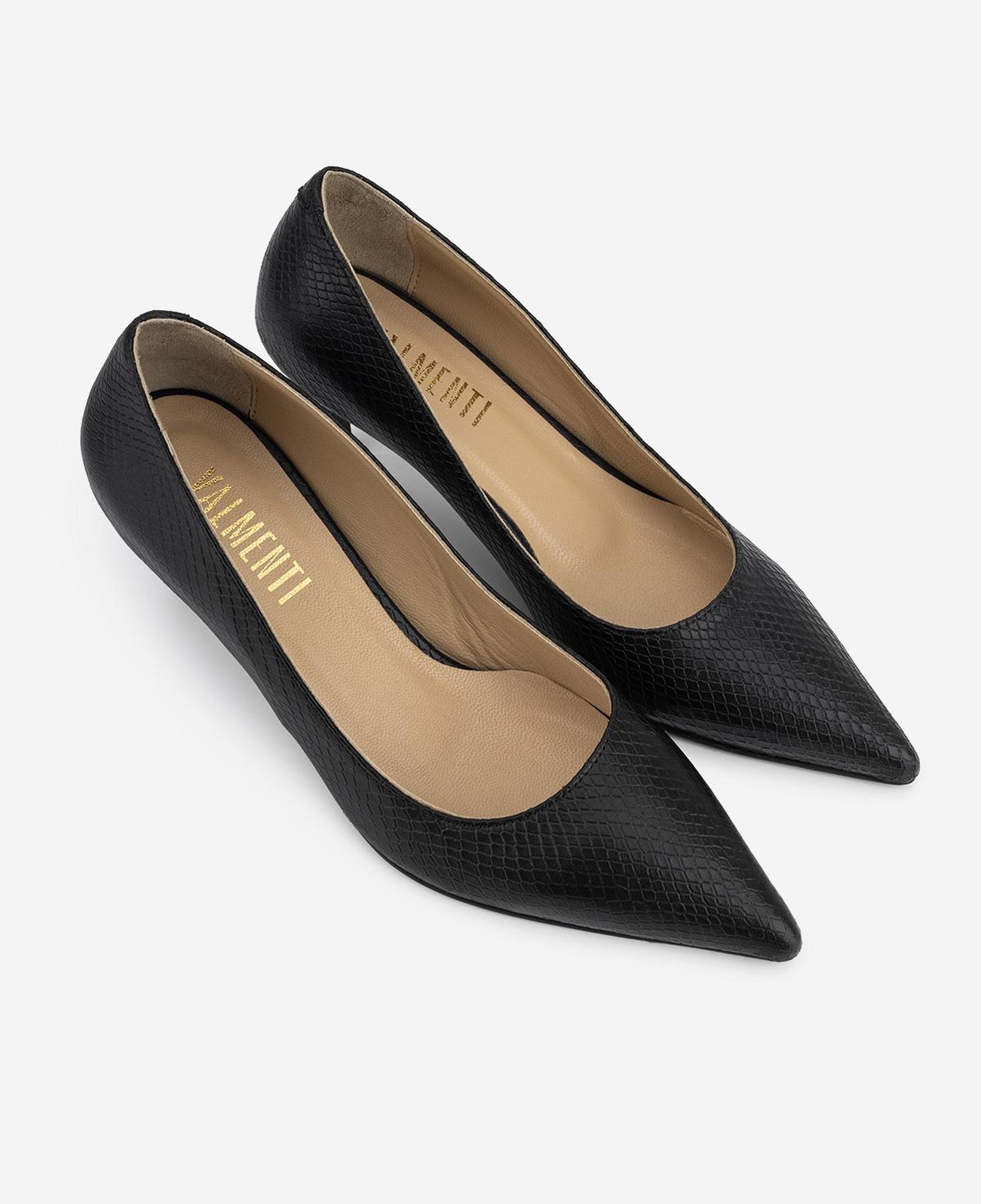 Valmenti Kadın Hakiki Deri Siyah Yılan Desen Stiletto