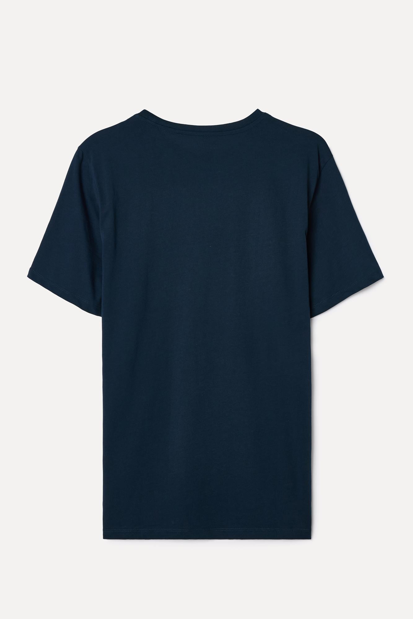 Erkek Lacivert Baskılı Bisiklet Yaka T-Shirt
