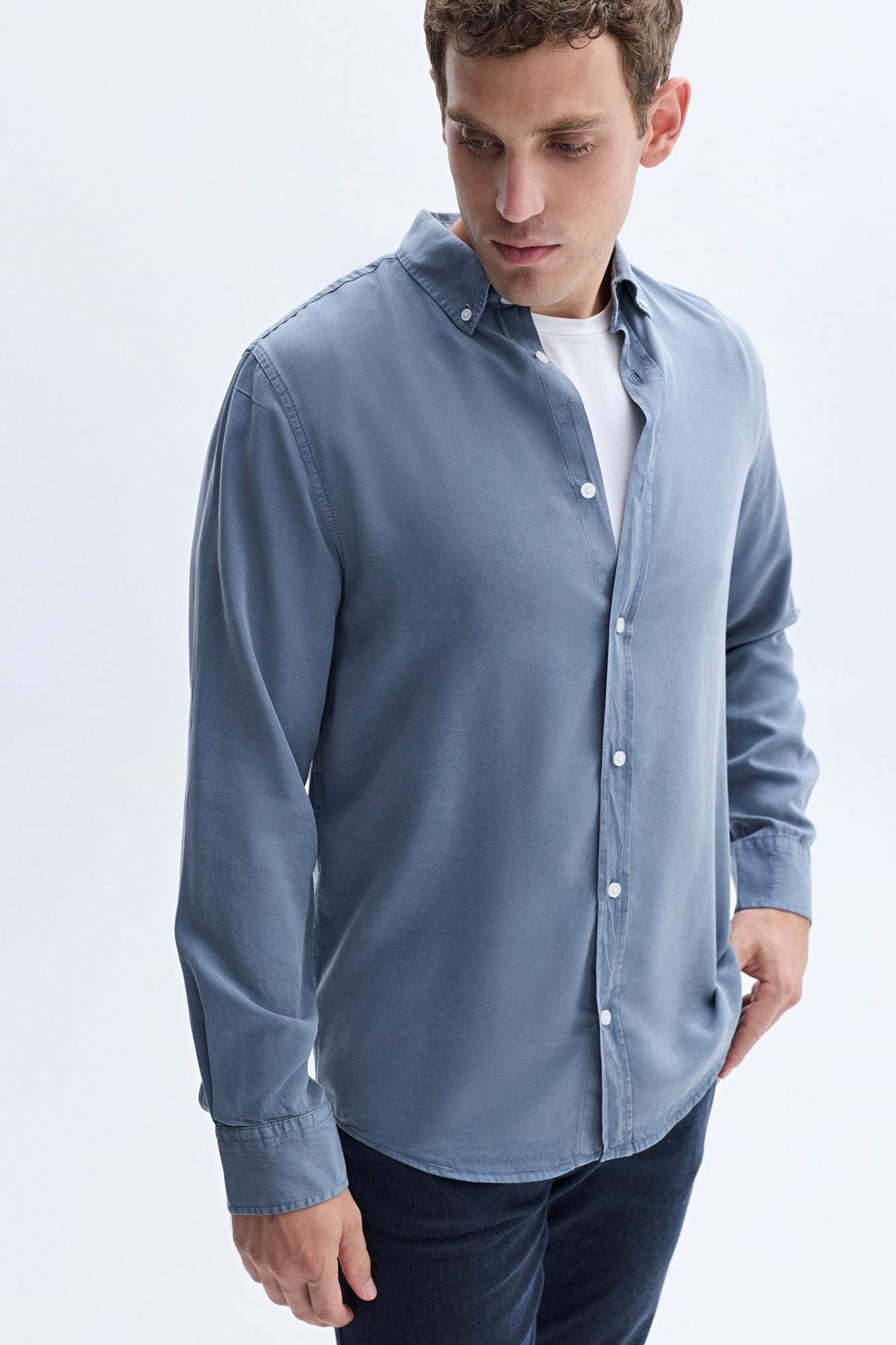 REGULAR FIT UZUN KOLLU LİYOSEL GÖMLEK
