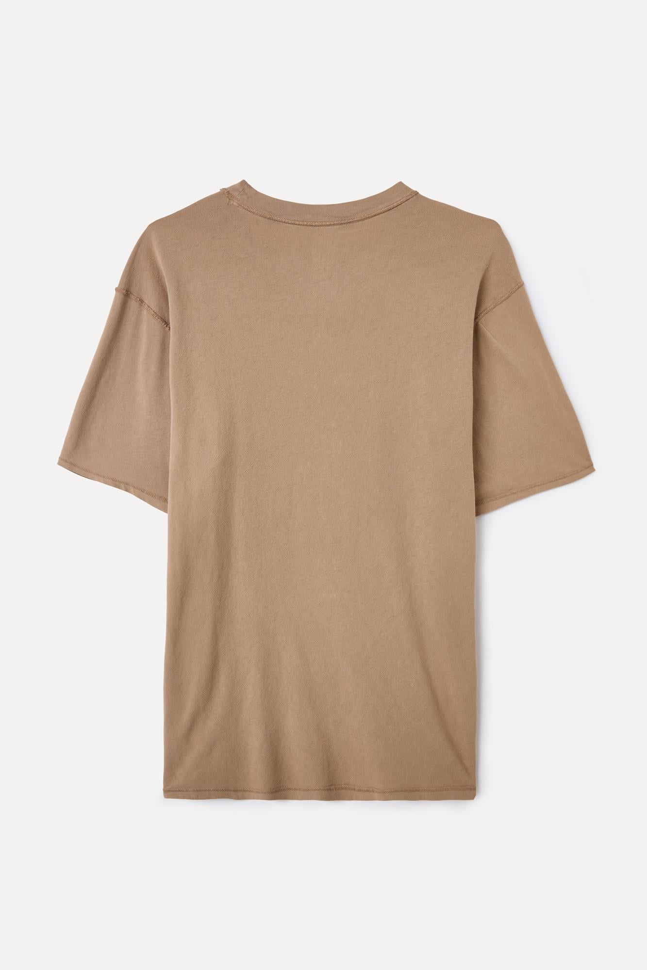 Erkek Vizon Rengi Relax Fit Bisiklet Yaka T-Shirt