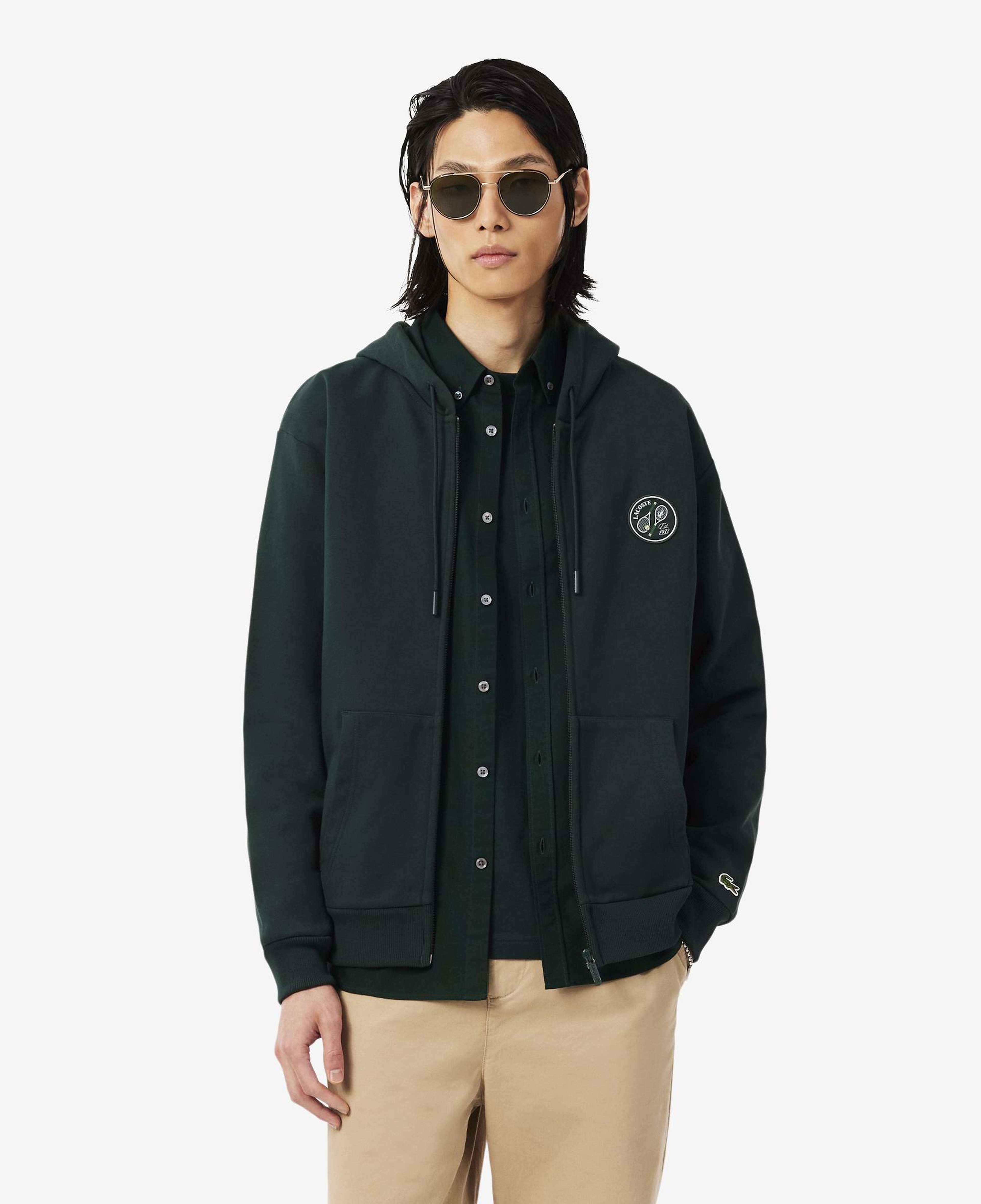 Erkek Classic Fit Kapüşonlu Koyu Yeşil Sweatshirt