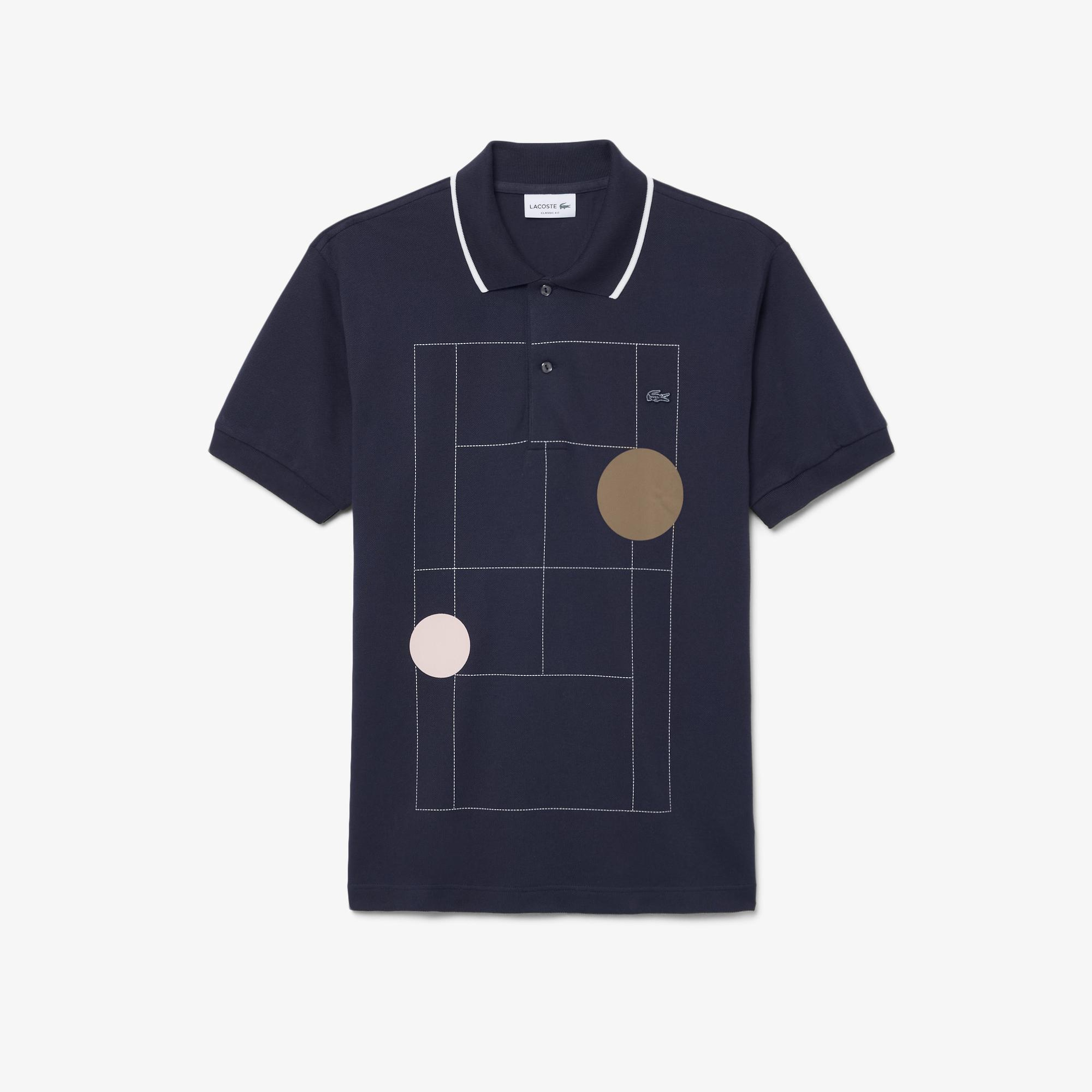 Erkek Classic Fit Baskılı Lacivert Polo