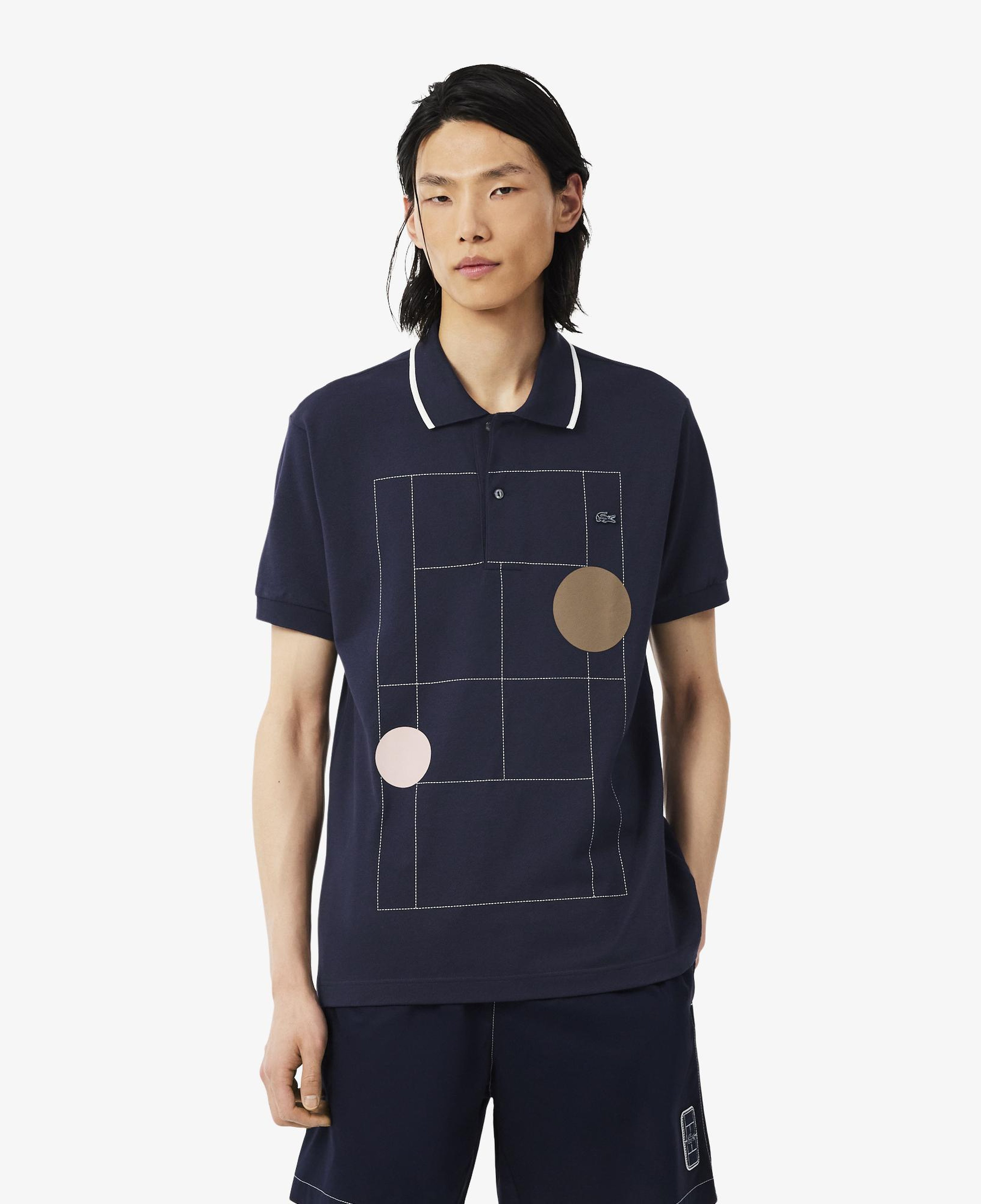 Erkek Classic Fit Baskılı Lacivert Polo