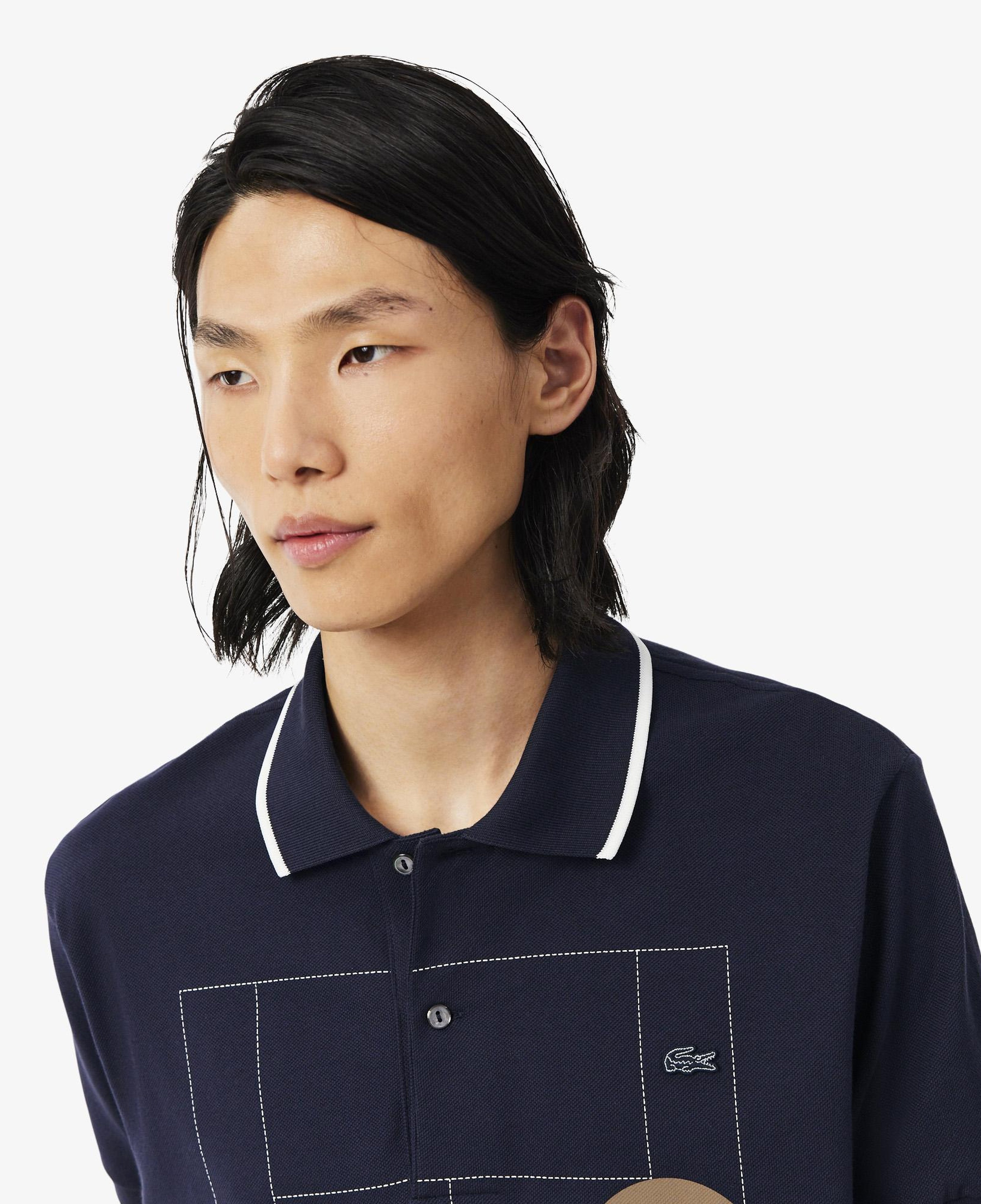 Erkek Classic Fit Baskılı Lacivert Polo