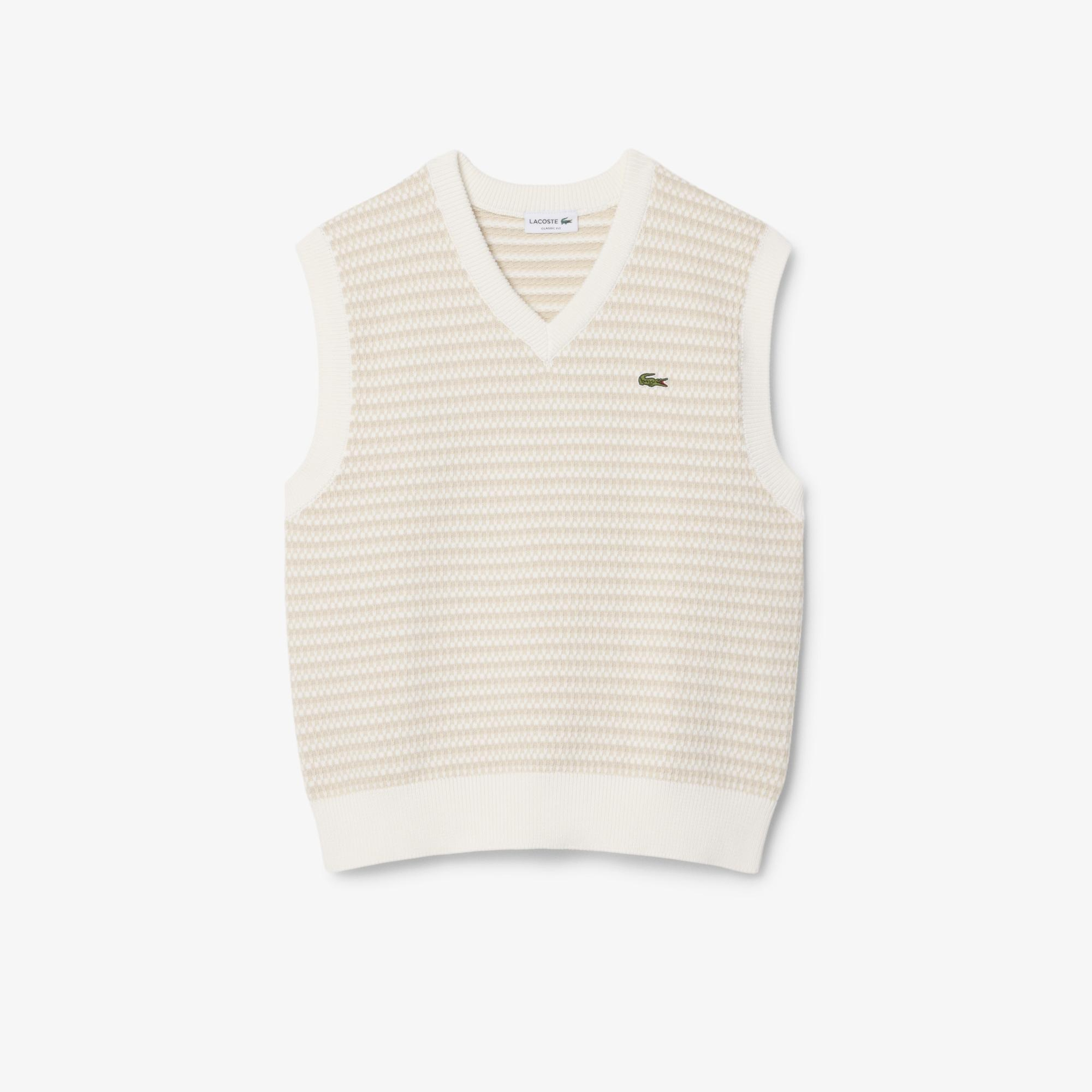 Erkek Classic Fit V Yaka Krem Süveter