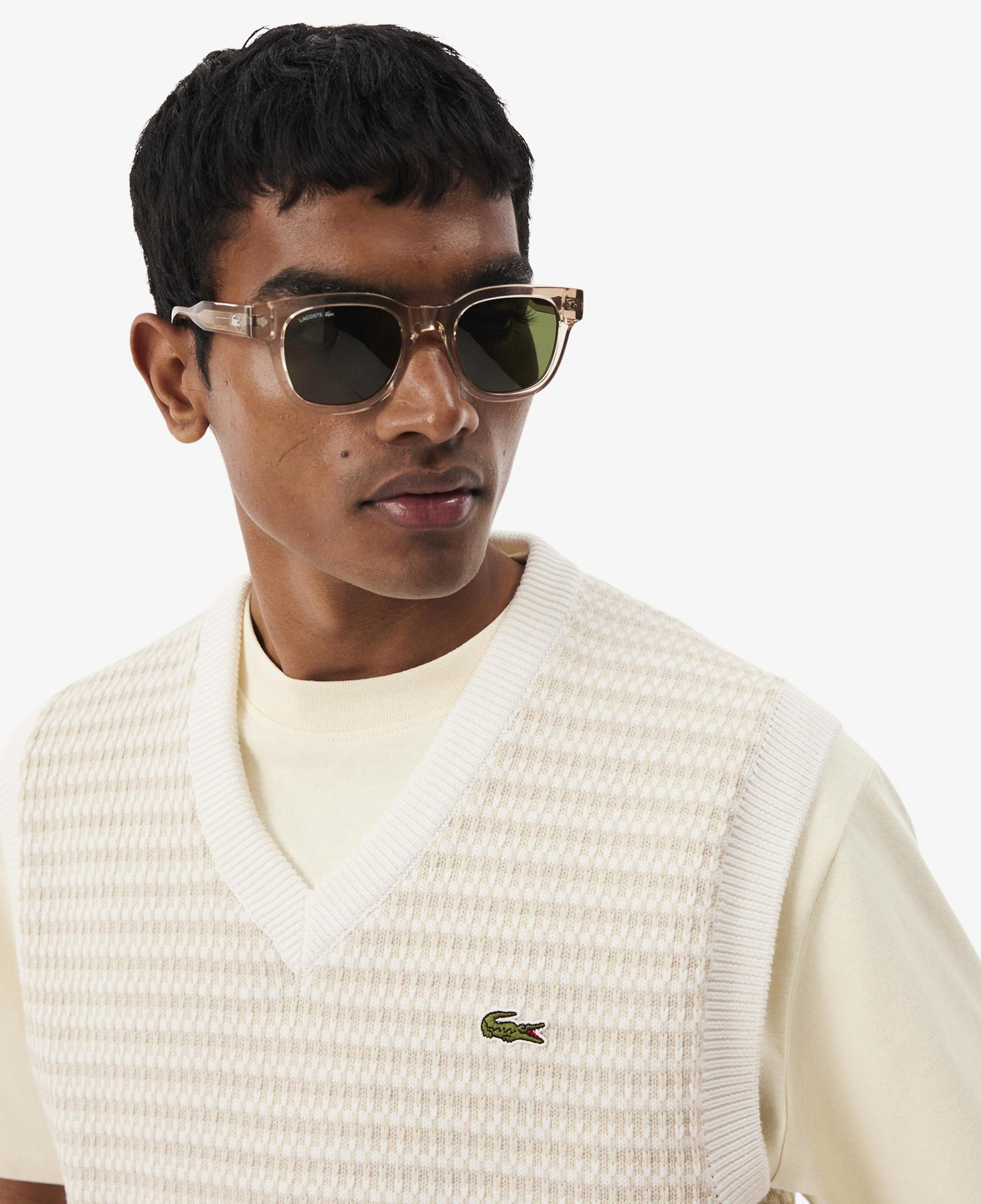 Erkek Classic Fit V Yaka Krem Süveter