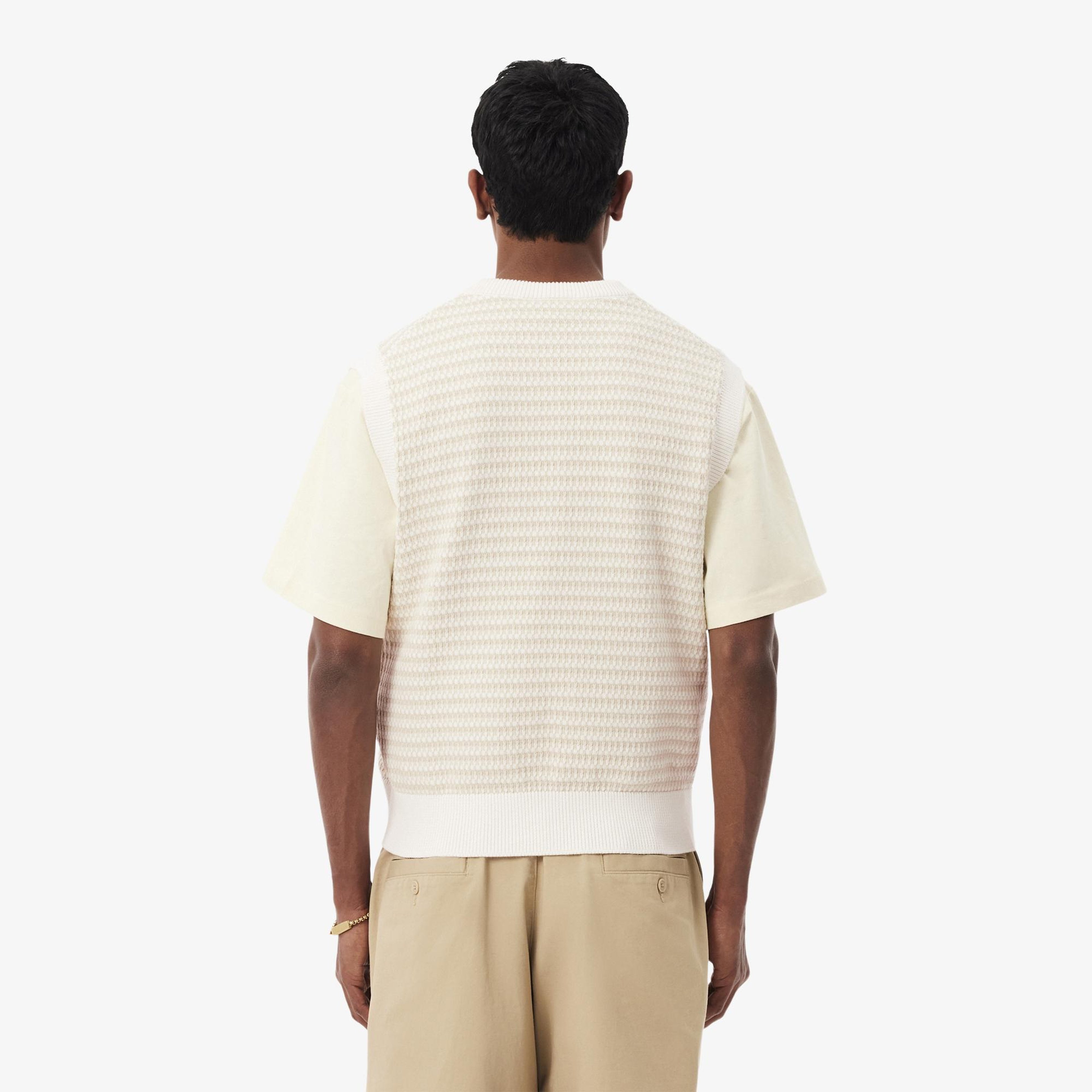 Erkek Classic Fit V Yaka Krem Süveter