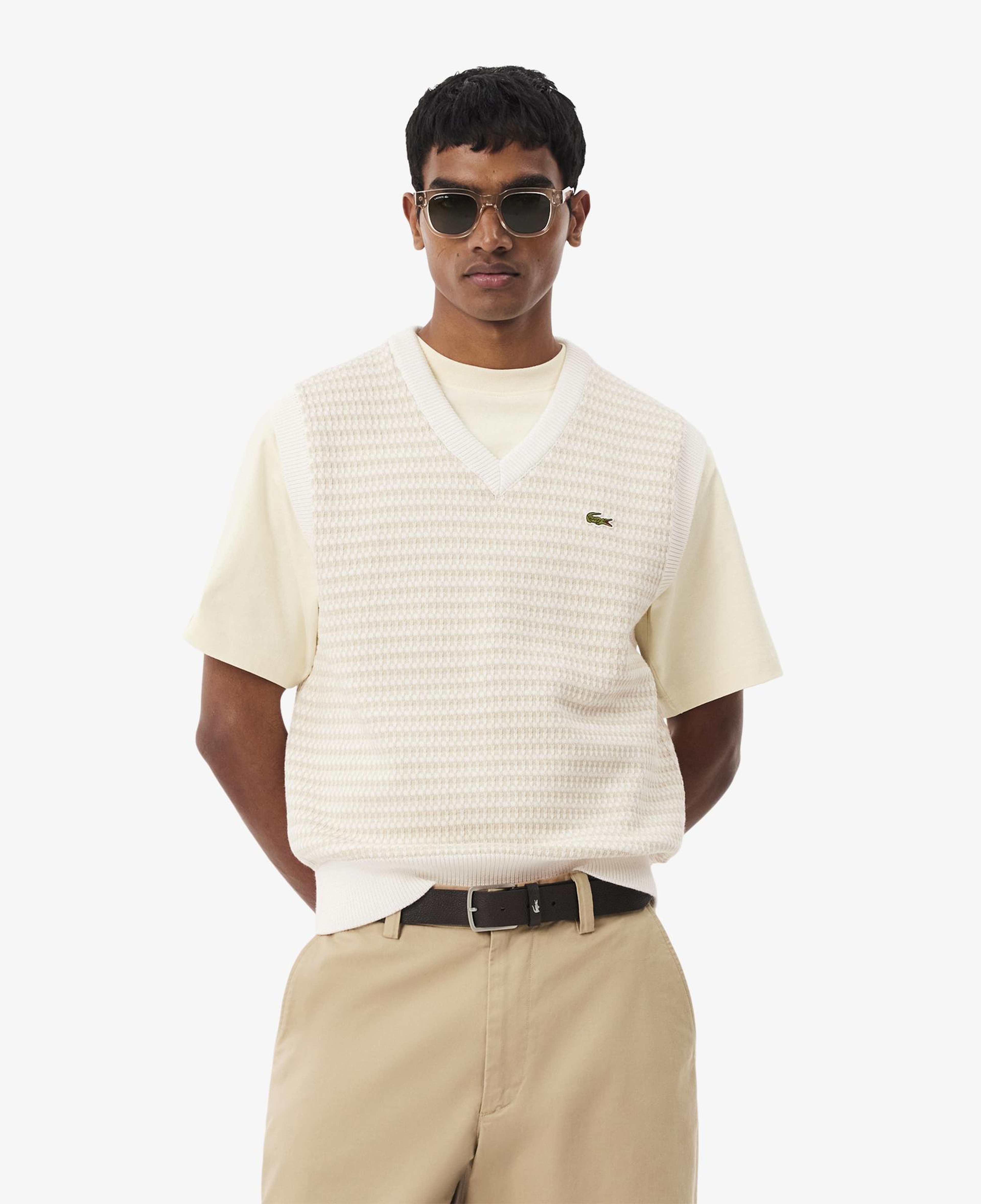 Erkek Classic Fit V Yaka Krem Süveter