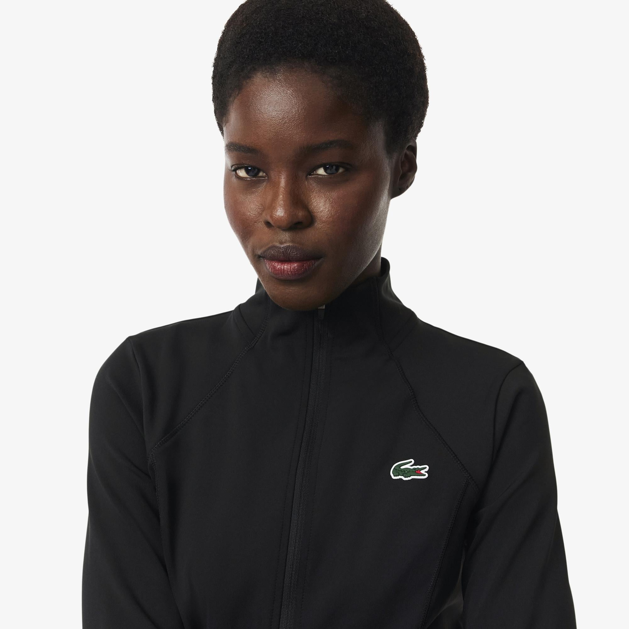 Kadın Slim Fit Fermuarlı Siyah Sweatshirt