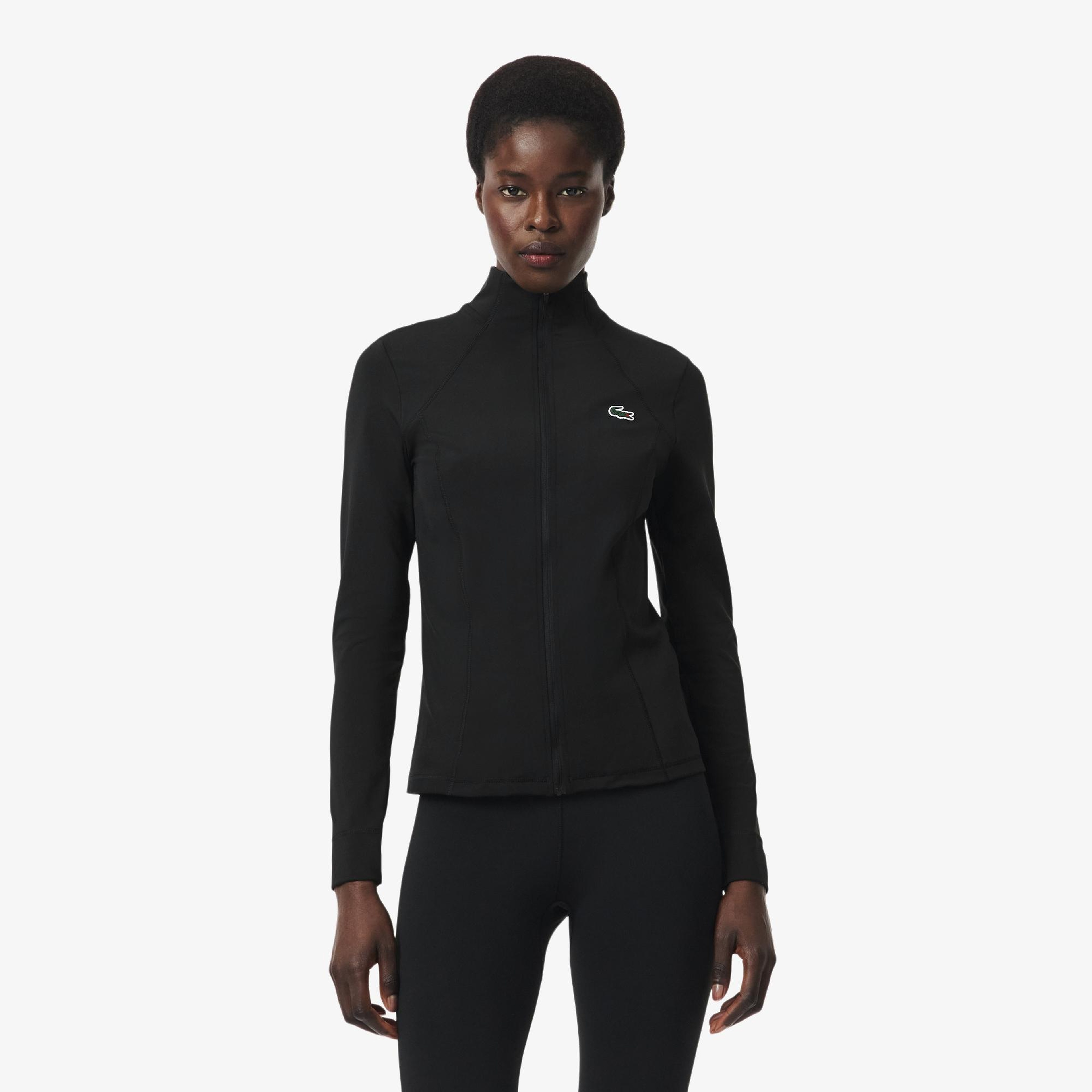 Kadın Slim Fit Fermuarlı Siyah Sweatshirt