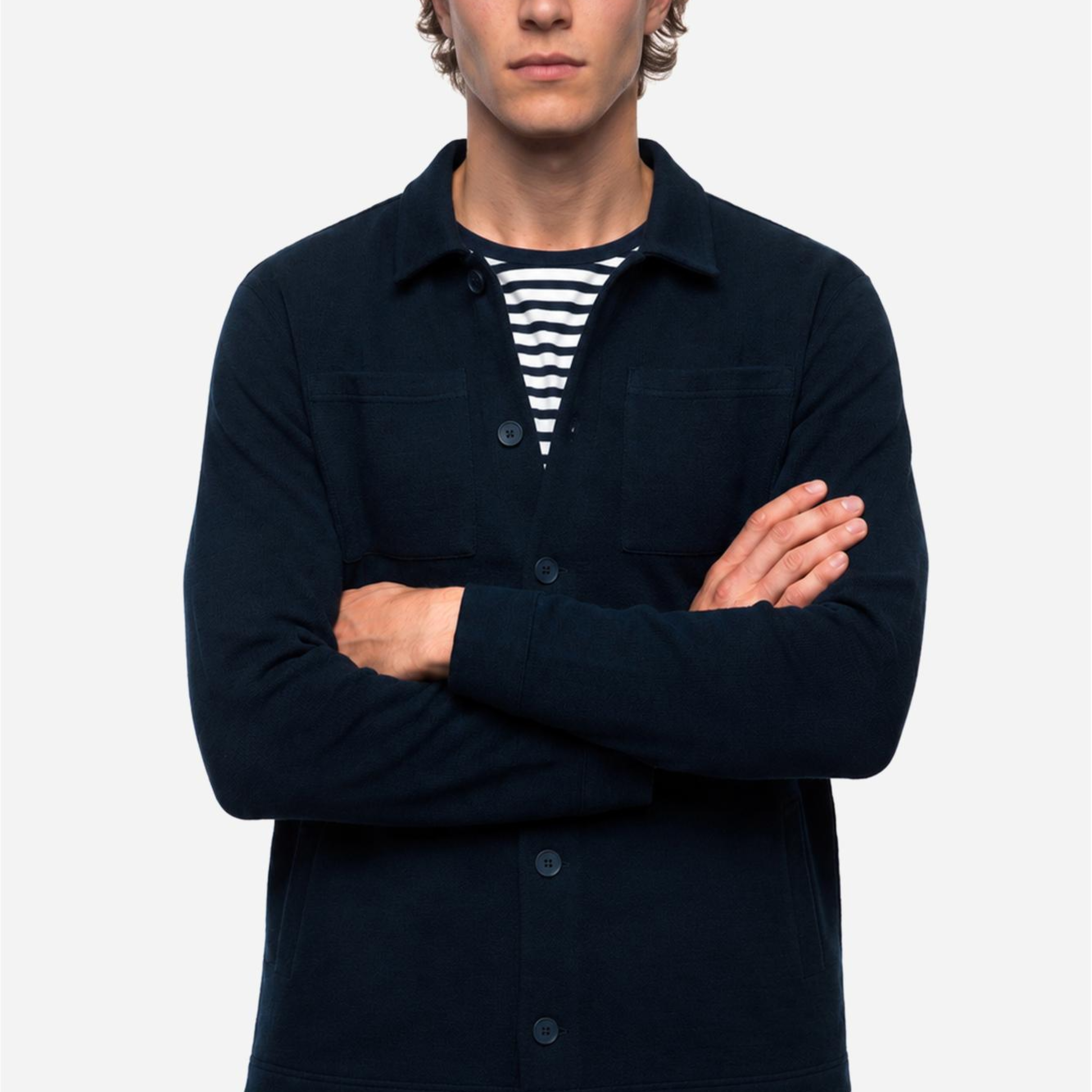 Erkek Lacivert Çift Cepli Regular Fit Ceket