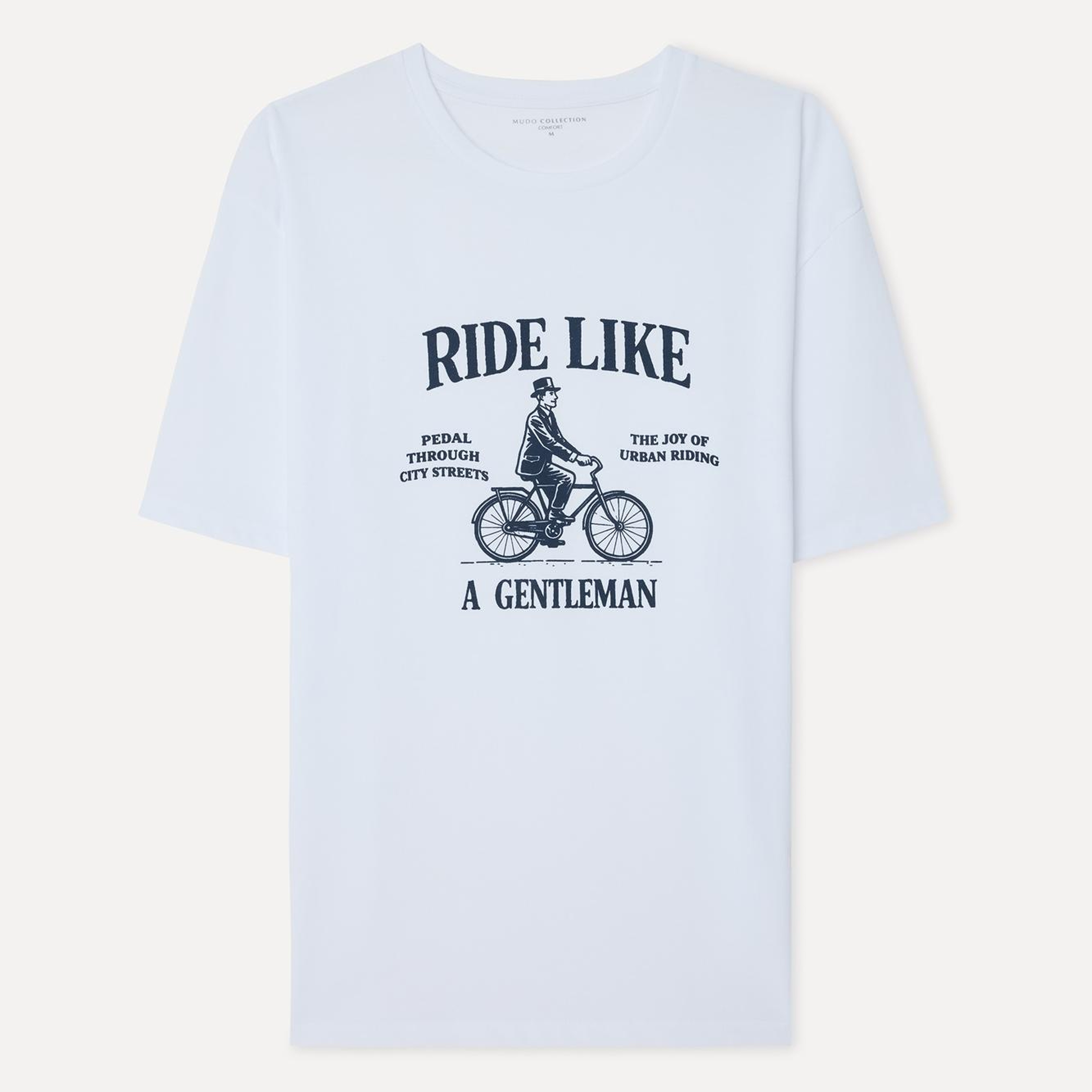 Erkek Beyaz Baskılı Comfort Fit Bisiklet Yaka T-Shirt