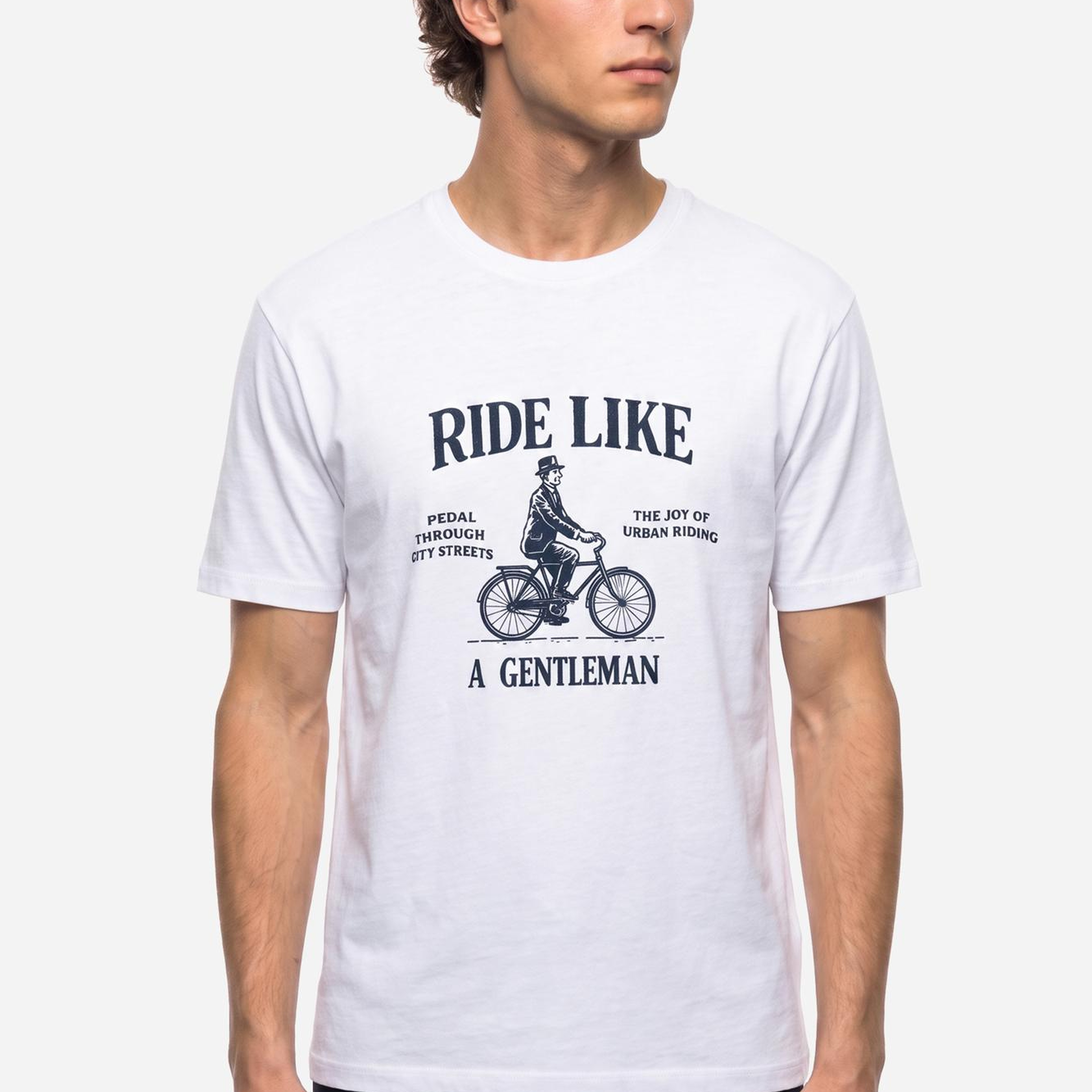 Erkek Beyaz Baskılı Comfort Fit Bisiklet Yaka T-Shirt