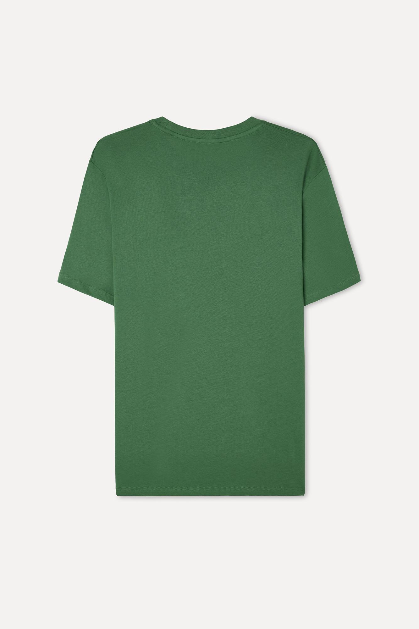 Erkek Yeşil Baskılı Bisiklet Yaka T-Shirt