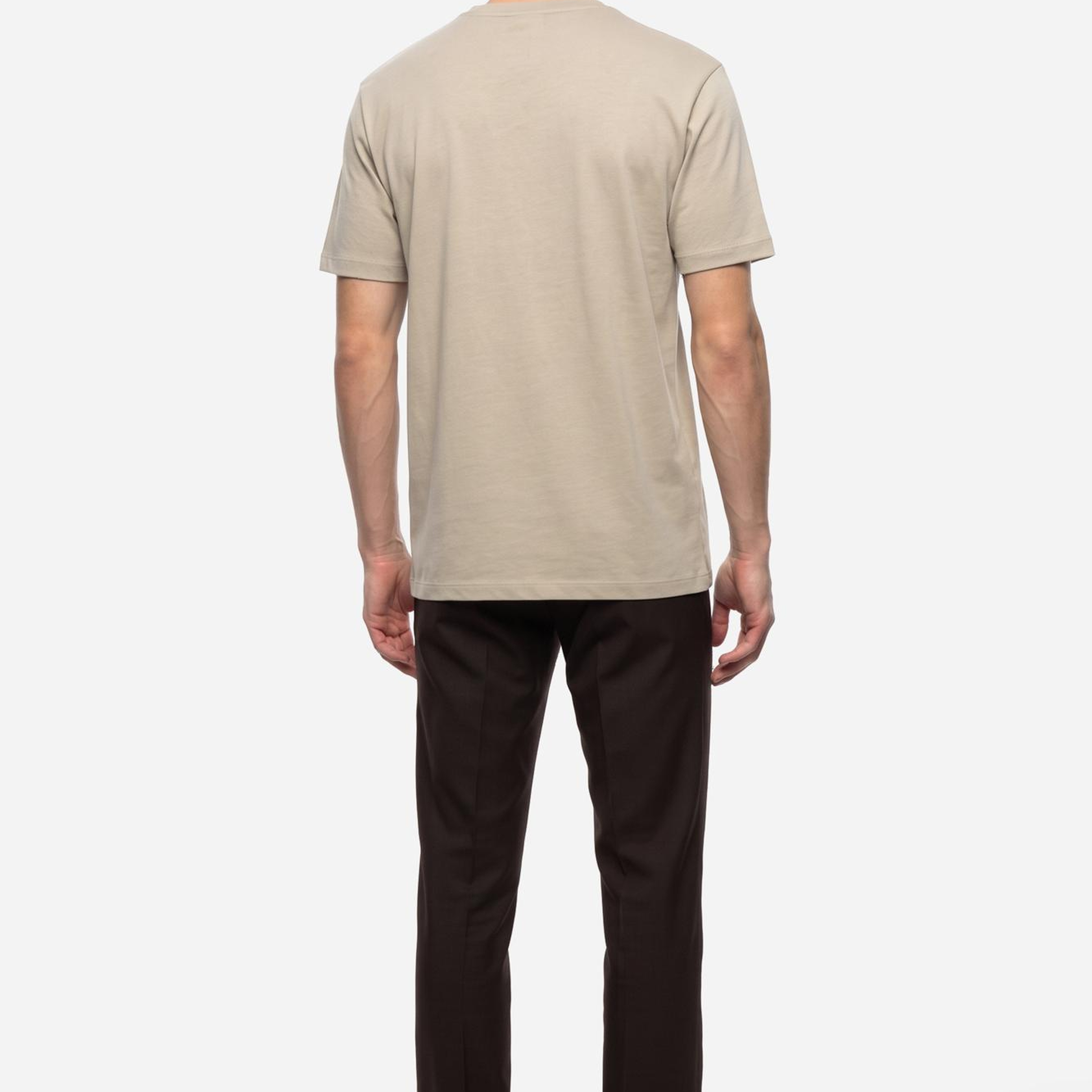 Erkek Taş Rengi Baskılı Bisiklet Yaka T-Shirt
