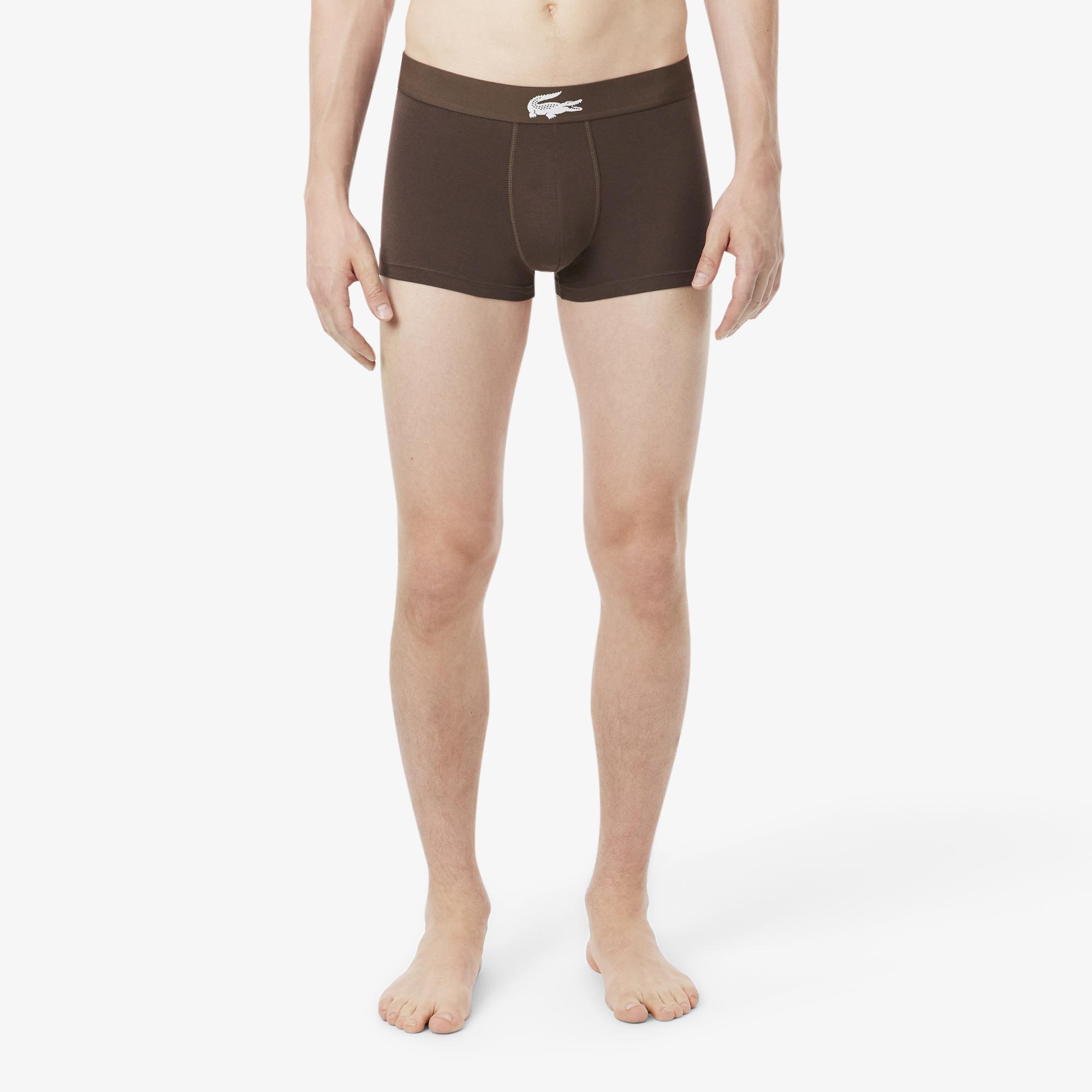 Erkek Regular Fit 3'lü Kahverengi Boxer