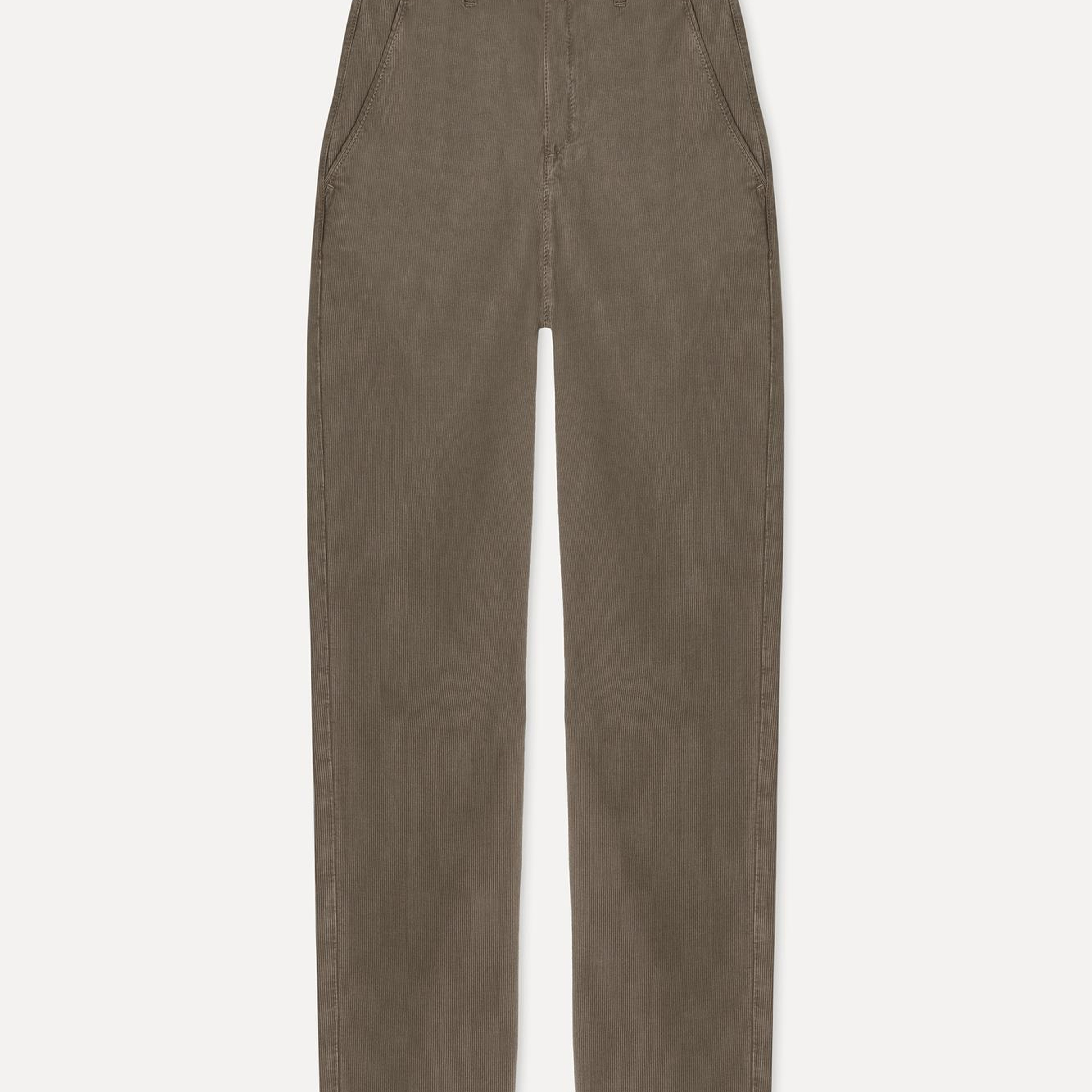 Erkek Vizon Tekstürlü Slim Straight Fit Chino Pantolon